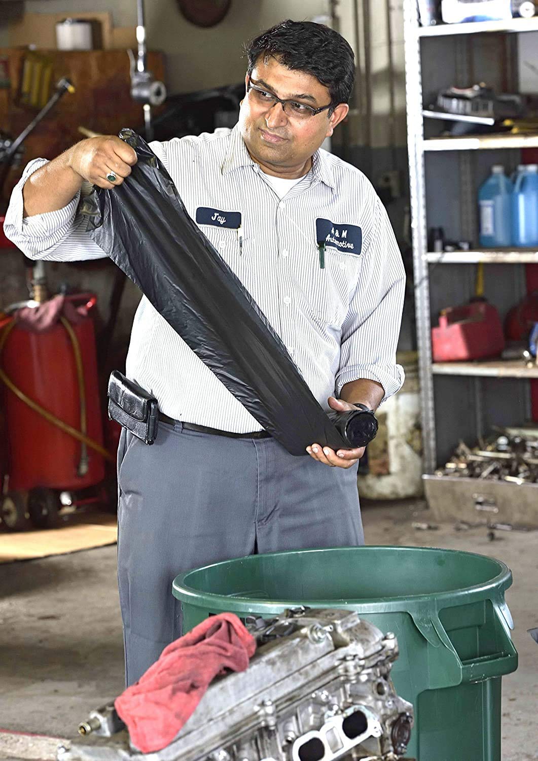 Aluf Plastics RCM-3858 Coex + Microban Low Density Blend Star Seal Bag on Coreless Roll, 55-60 Gallon Capacity, 58" Length x 38" Width, 45 lbs Max Load, Black (Pack of 100)