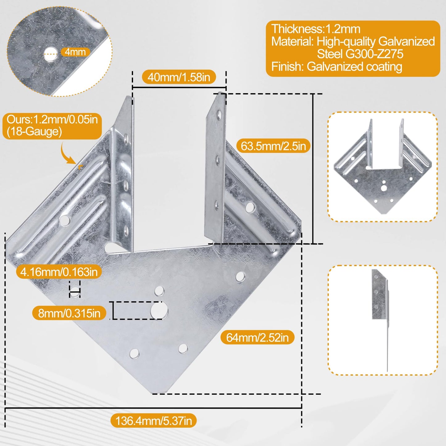 Hurricane Ties for Rafters 24 Pack, 18-Gauge Hurricane Roof Straps for Shed, Heavy Duty Galvanized Rafter Ties, Hurricane Wood Clips Rafter Brackets Joist Brackets
