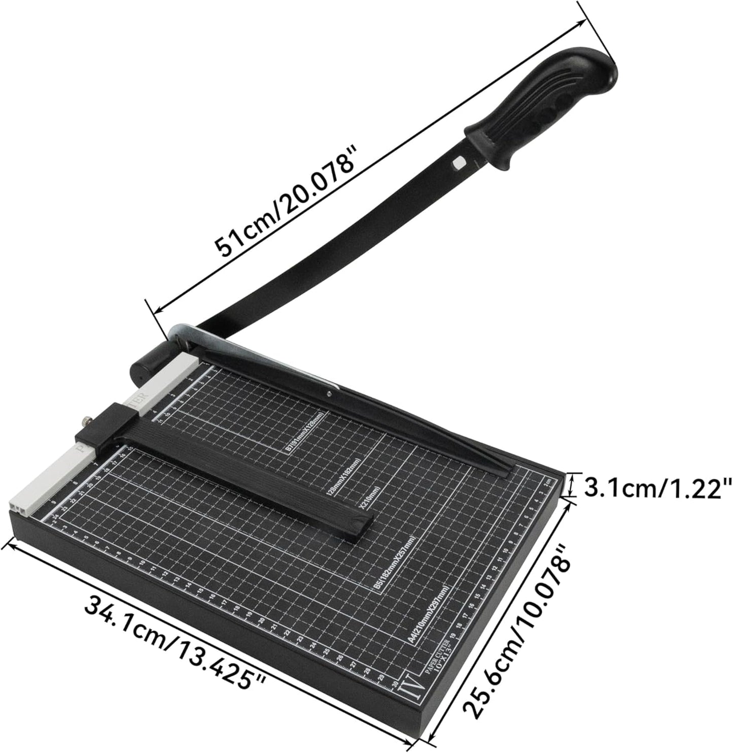 TEXALAN Precision Paper Cutter for A4/B5/A5/B6/B7, 10x13 inches, 70GSM Capacity, Metal Base Black