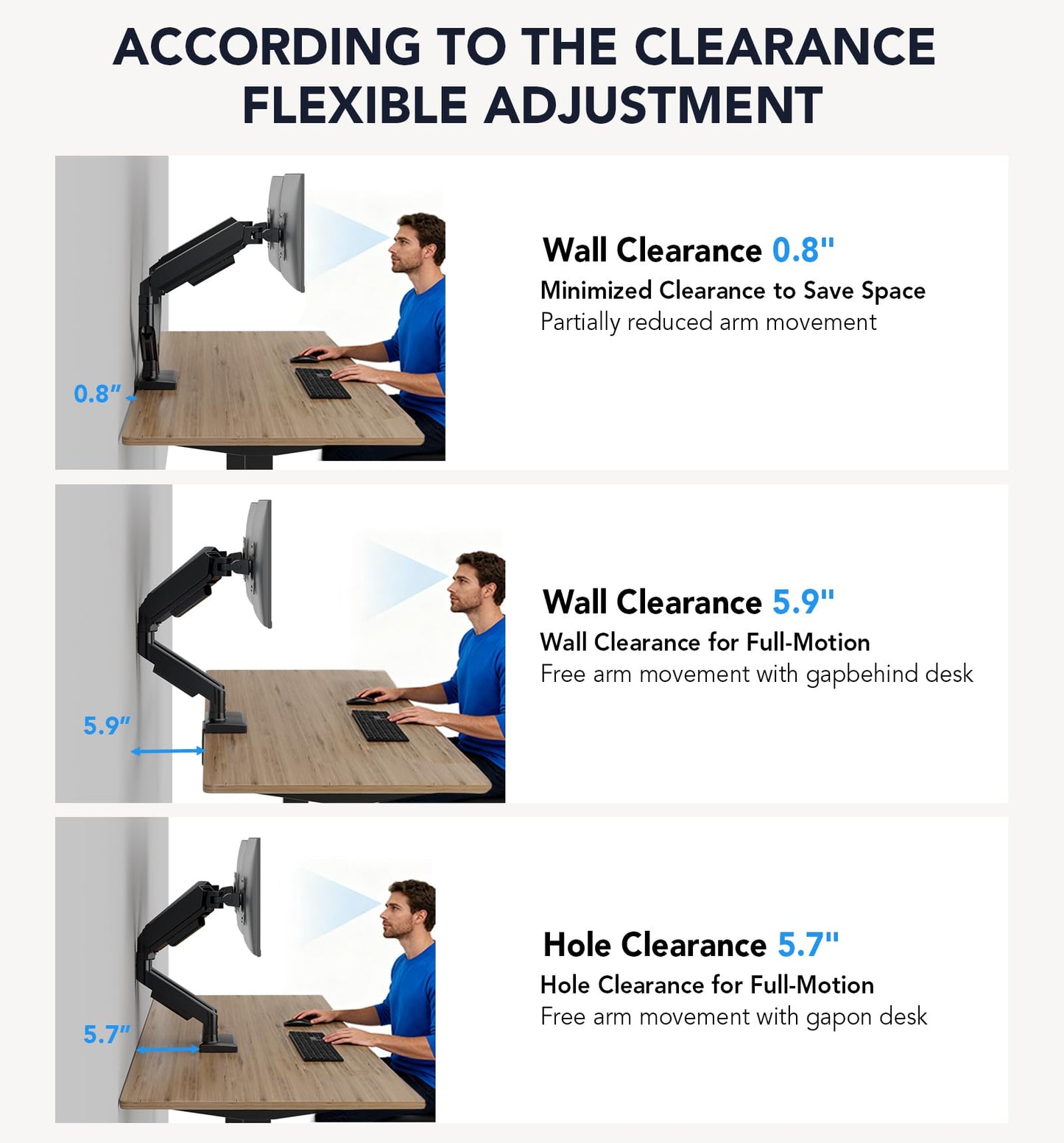 AX WABER Dual Monitor Stand, Adjustable Monitor Desk Mount for 17″–32″ Computer Screens, Full Motion VESA 75x75/100x100 with C-Clamp & Grommet Aluminum Base, Each Arm Holds 4.4 to 20 lbs AX09DB201