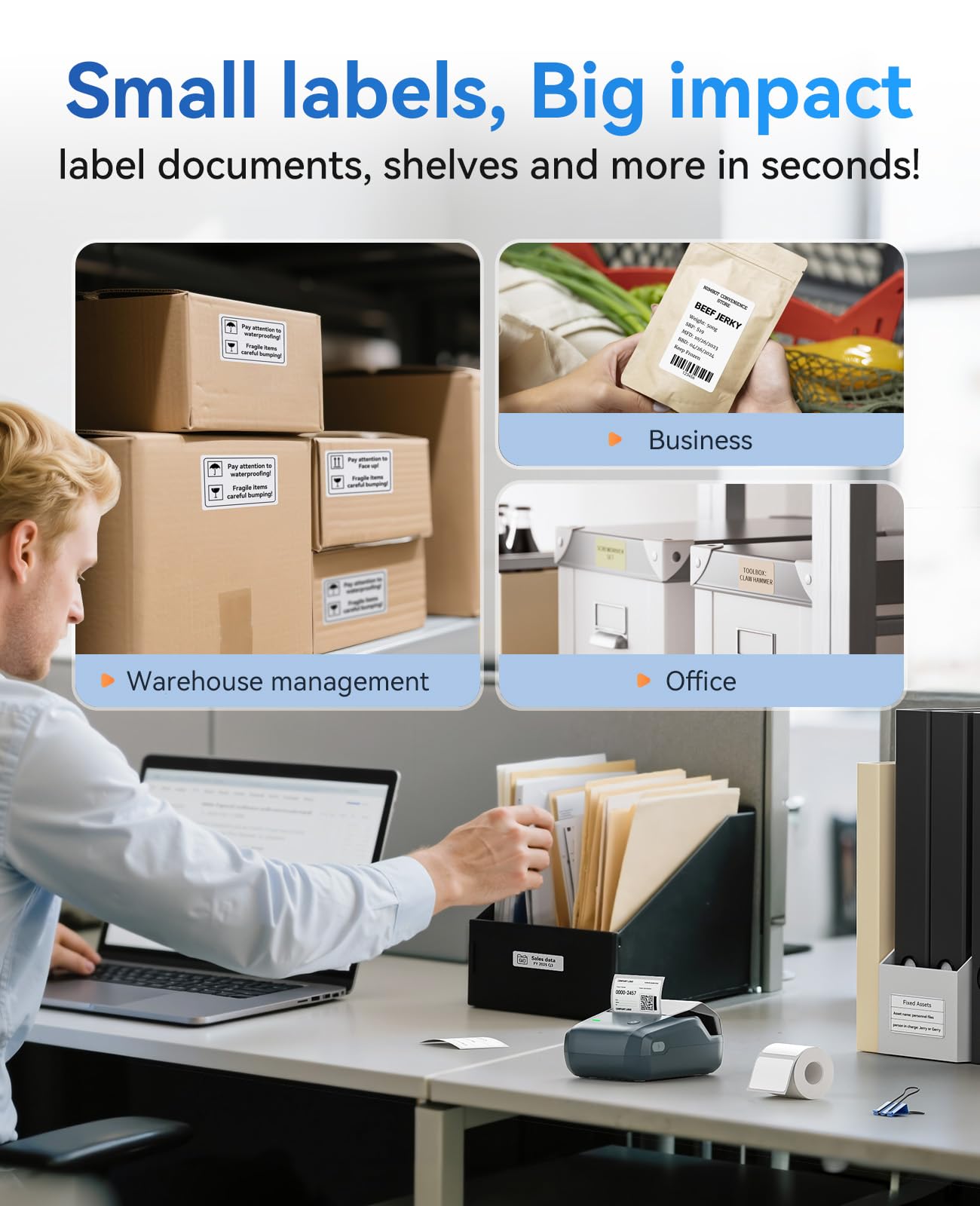 NIIMBOT B1 Label Maker Machine with Tape, Thermal Name Tag Sticker Printer