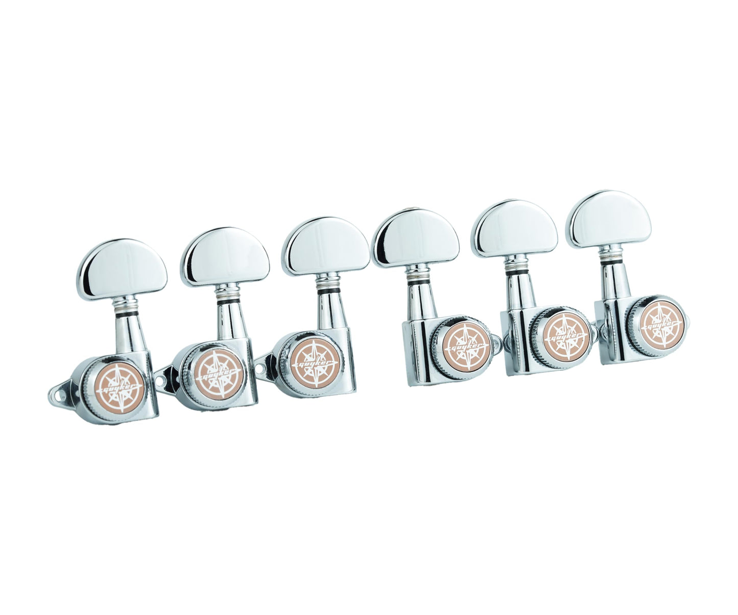 Guyker 6Pcs Guitar Locking Tuners (3L + 3R Handed) – 1:21 Lock String Tuning Key Pegs Machine Heads with Half-Circle Handle Replacement for LP SG Style Electric, Folk or Acoustic Guitars – Chrome