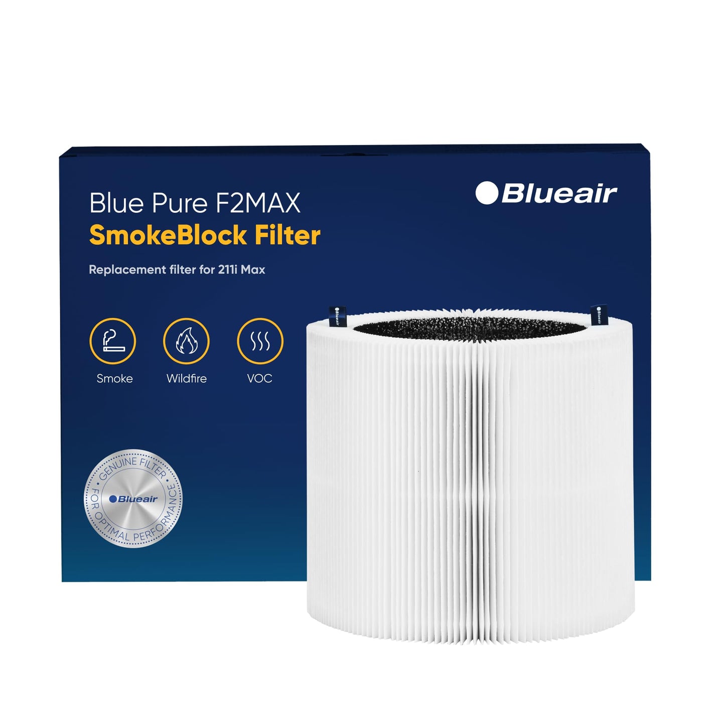 BLUEAIR Blue Pure 211i Max Series SmokeBlock Genuine Replacement Filter, Extra Carbon Captures 99.99% of Wildfire Smoke, fits Blue Pure 211I Max Air Purifier