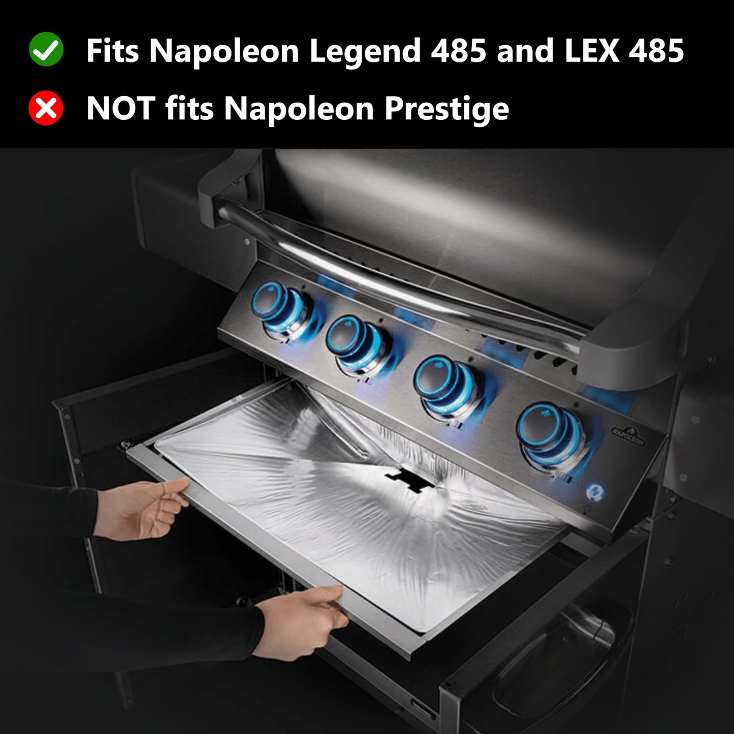 BBQ Drip Pan Grease Tray for Napoleon Legend LEX 485, 485RSIB, L485, L485RB, L485RSB, LD485, LD485RSIB Grill Models, N010-0501-M01, N010-0501-M05, N010-0501-M08 Replacement Parts Accessories