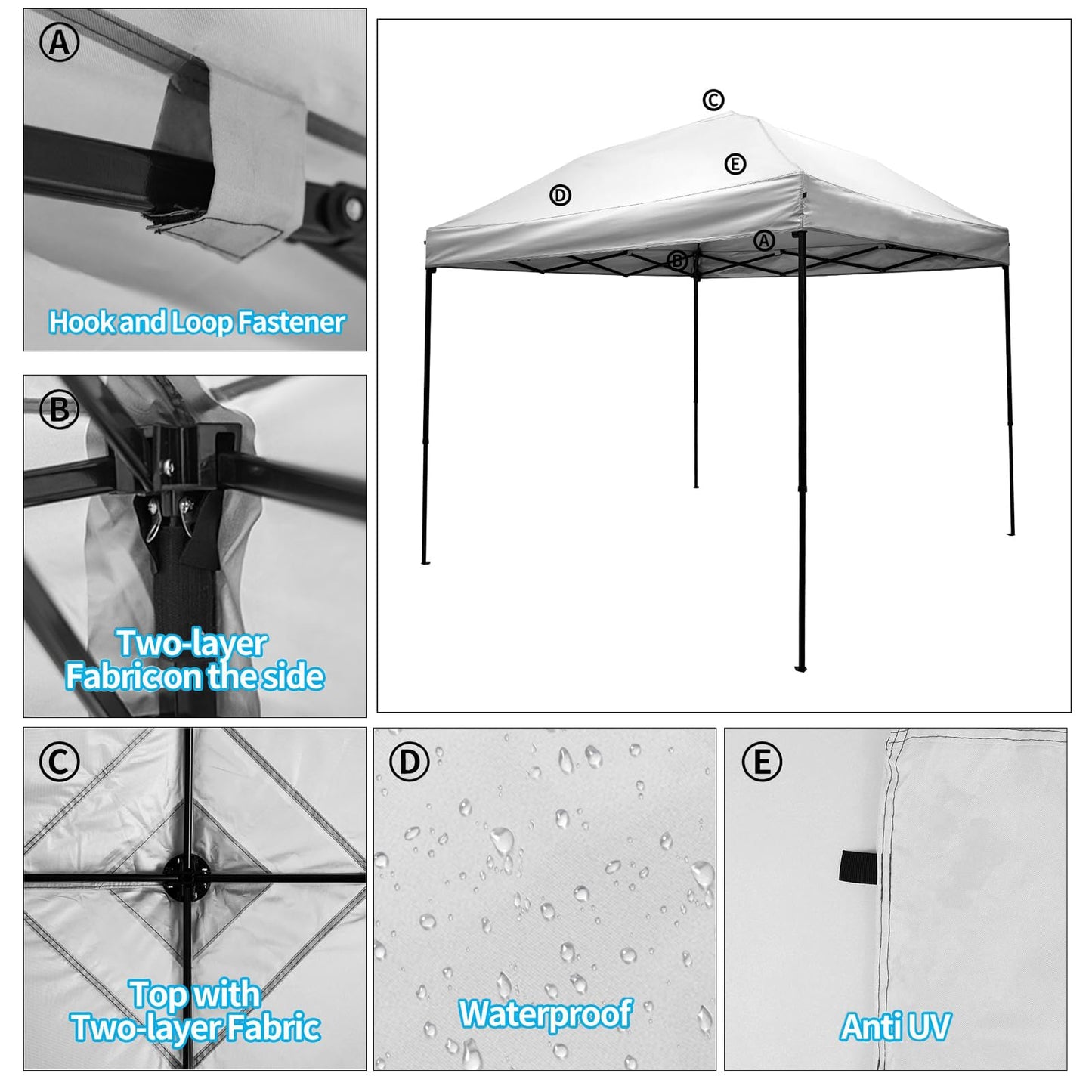 10x10 Canopy Replacement top,10x10ft Pop Up Canopy Top Cover,Silver Coated Replacement Canopy top for Straight Leg Canopy Frame,White(1 PCS Top Cover Only)