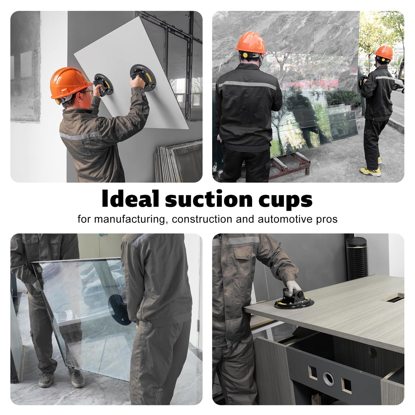 8" Heavy-Duty Glass Suction Cups 2 Pack with Carrying Case - Industrial Tile Suction Cup Tool for Lifting Large Glass, Granite, Windows & Windshield | 700 lbs Capacity Vacuum Suction Cup Lifter