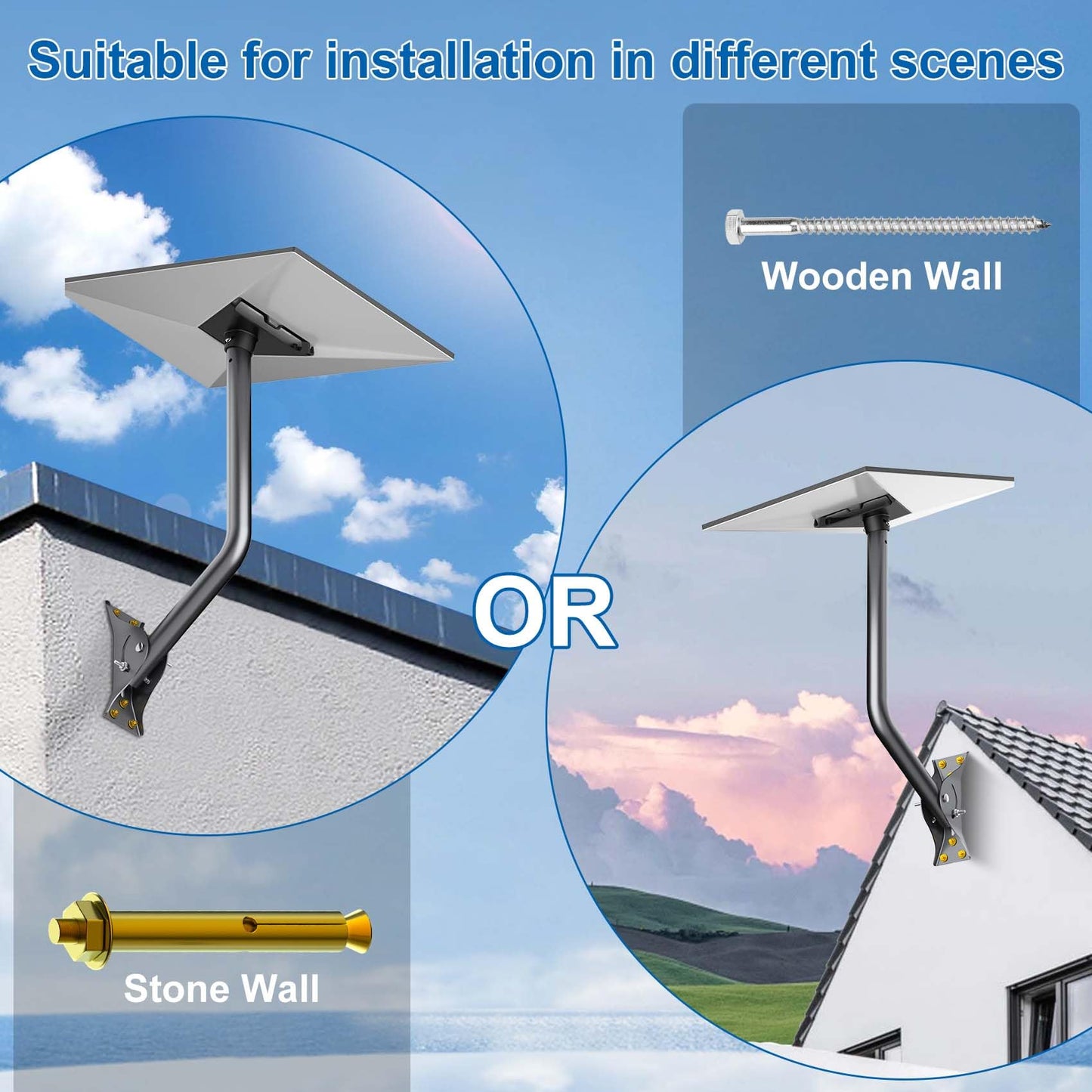 Gen 3 Mount for Starlink, Adjustable Wall /Roof Mounting Kit Compatible with V3 Starlink Standard Dish【Include Aluminum Gen 3 Pipe Adapter】