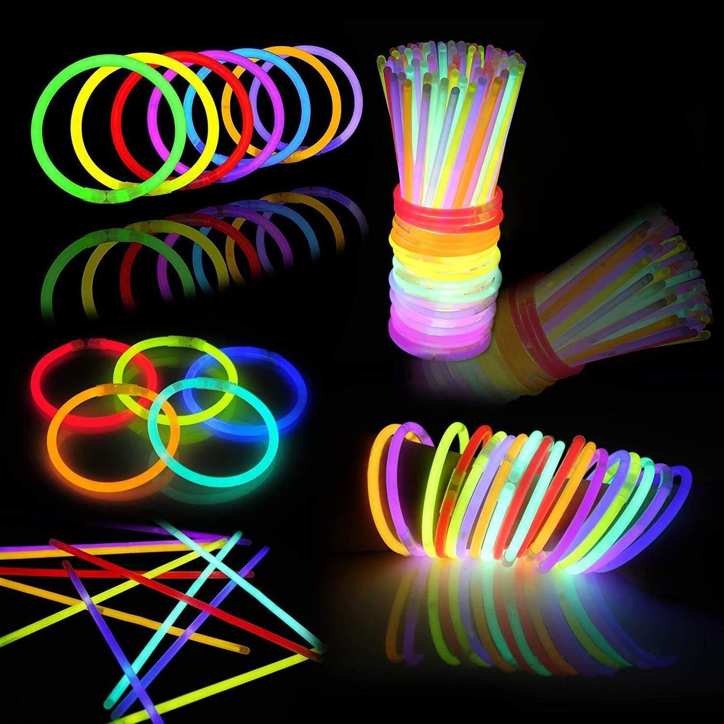 400 PCS Glow Sticks Bulk, Light Up Party Favors Neon Glow Bracelets and Glow Necklaces with Connectors, Glow in The Dark Sticks, Easter, Christmas, Halloween Party Supplies Pack, Party Favors for Kids