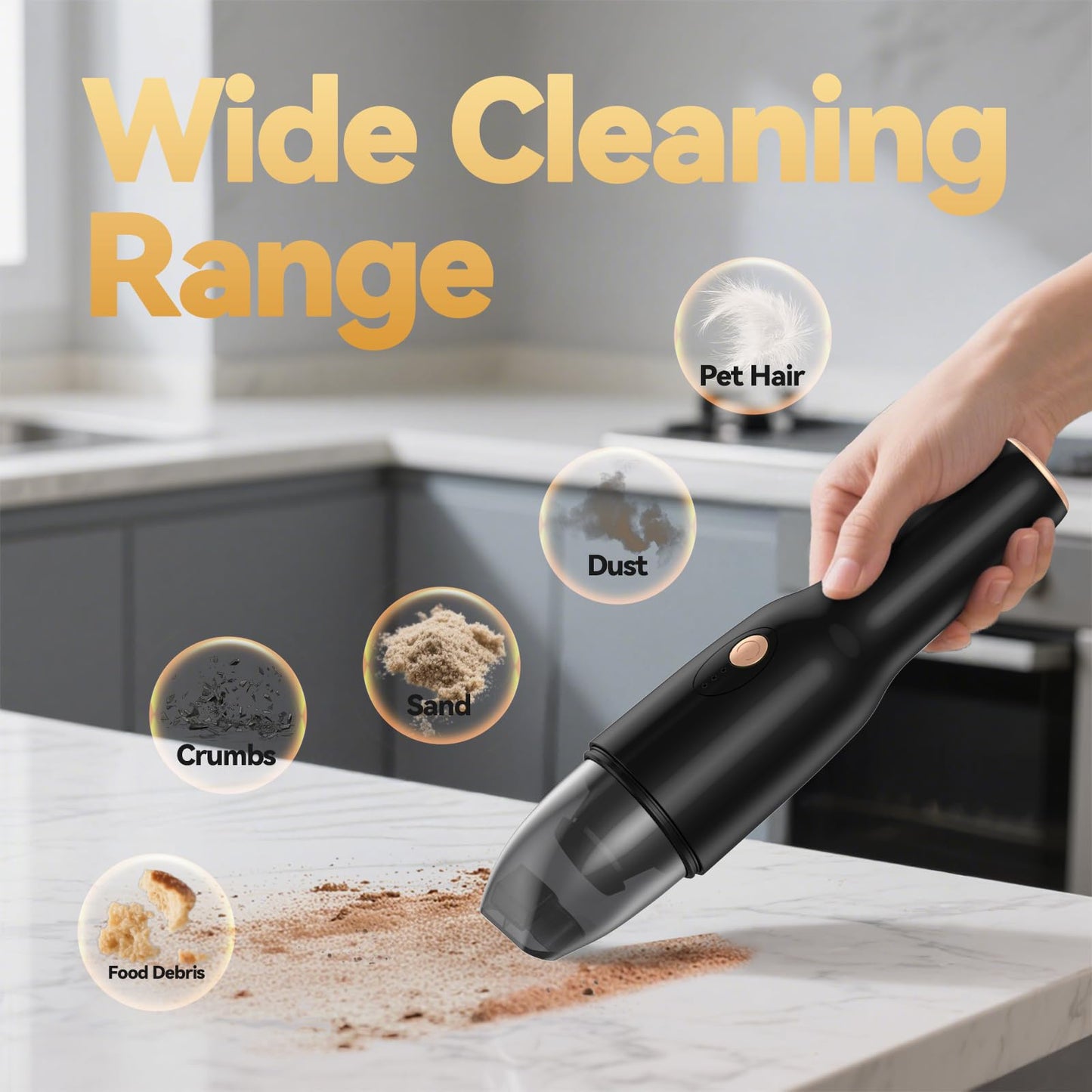 Blozor Handleld Vacuum Cordless -Car Vacuum Portable Rechargeble -Hand Held Small Vacuum Cleaner Car Seats, Home, Quick Cleanup, Strong Suction, Lightweight, Includes Crevice Nozzle & Brush -H3