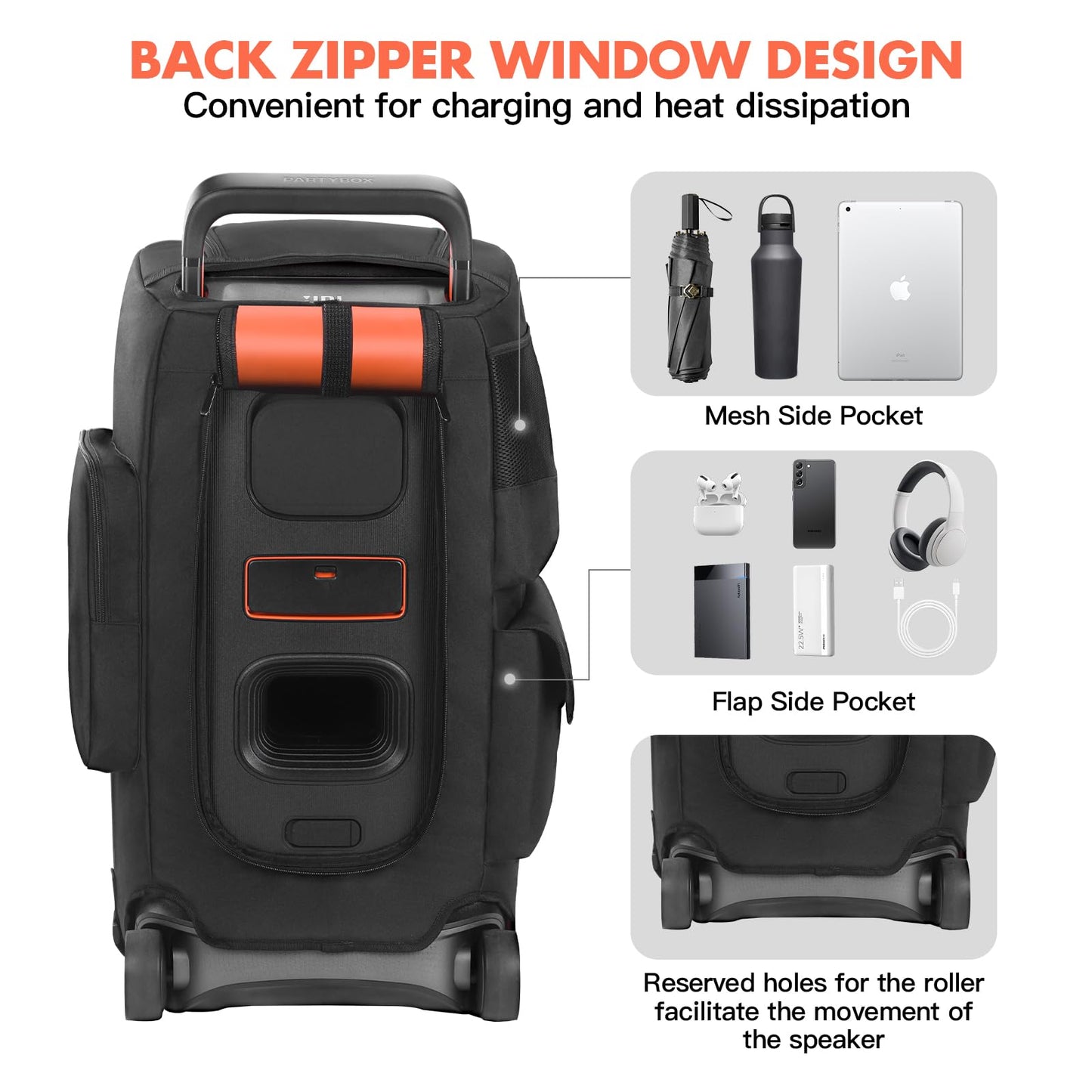 Speaker Case Compatible with JBL PartyBox 520,Bottomless Speaker Dust Cover Storage Bag Fits for JBL PartyBox 520 for Outdoor Travel,Portable Cover Only(Without Wheels and Pull Rod)