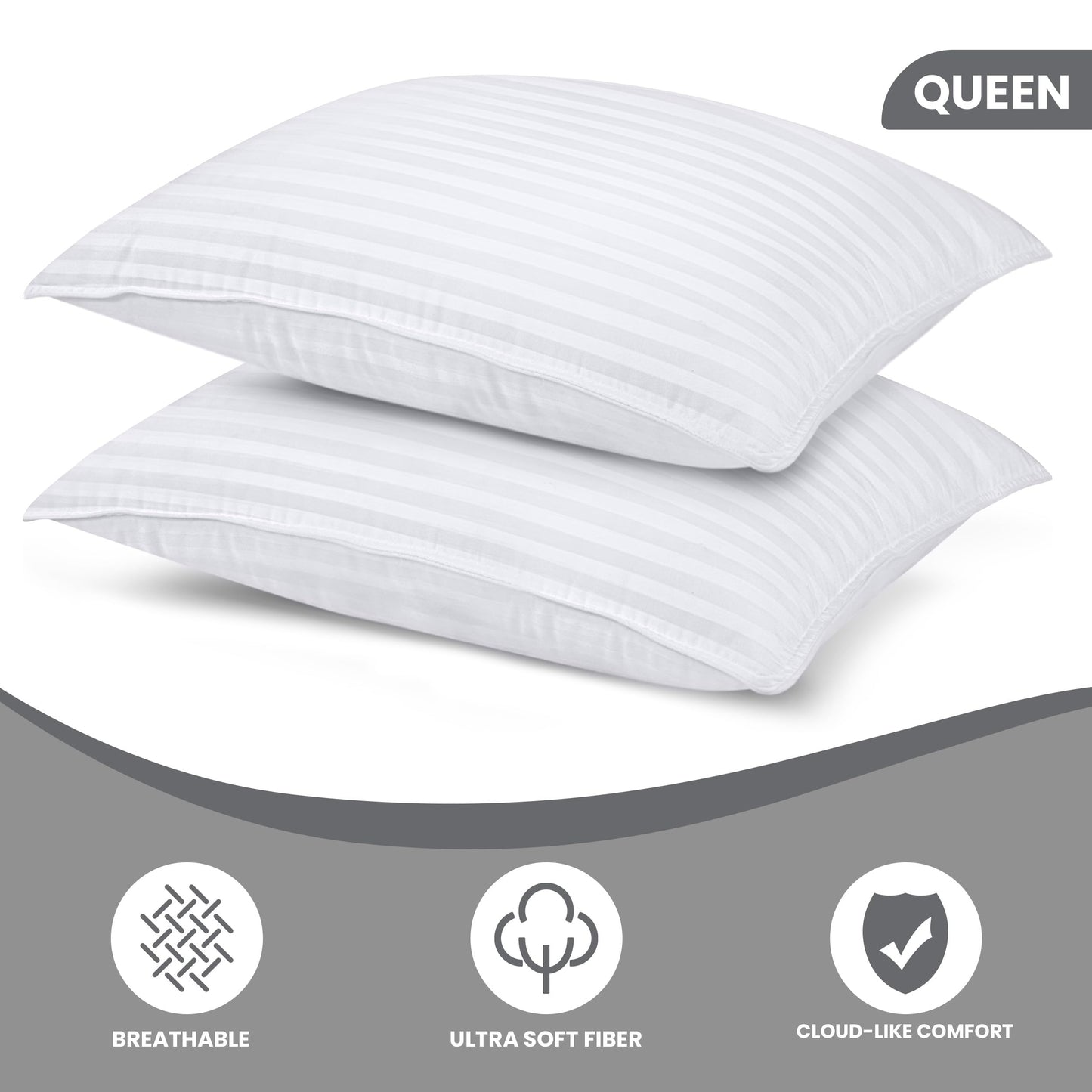 Utopia Bedding Pillows Queen Size 2 Pack – Soft, Supportive Hotel Quality Bed Pillow, Down Alternative Cooling Pillow for Side, Back or Stomach Sleepers, Premium Queen Pillows