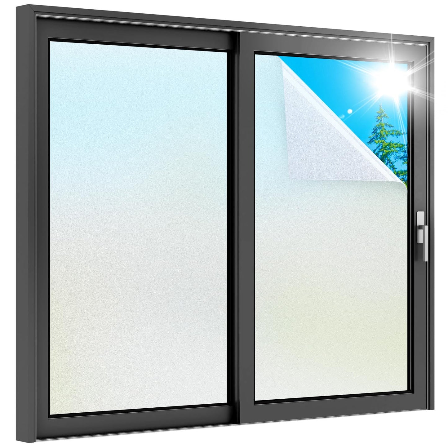 rabbitgoo Window Films for Privacy Frosted Glass Film with Backing Grid Lines Non-Adhesives Privacy Sticker Static Cling Window Covering Decals for Home Office Bathroom Door 90 x 200cm, Pure Frosted