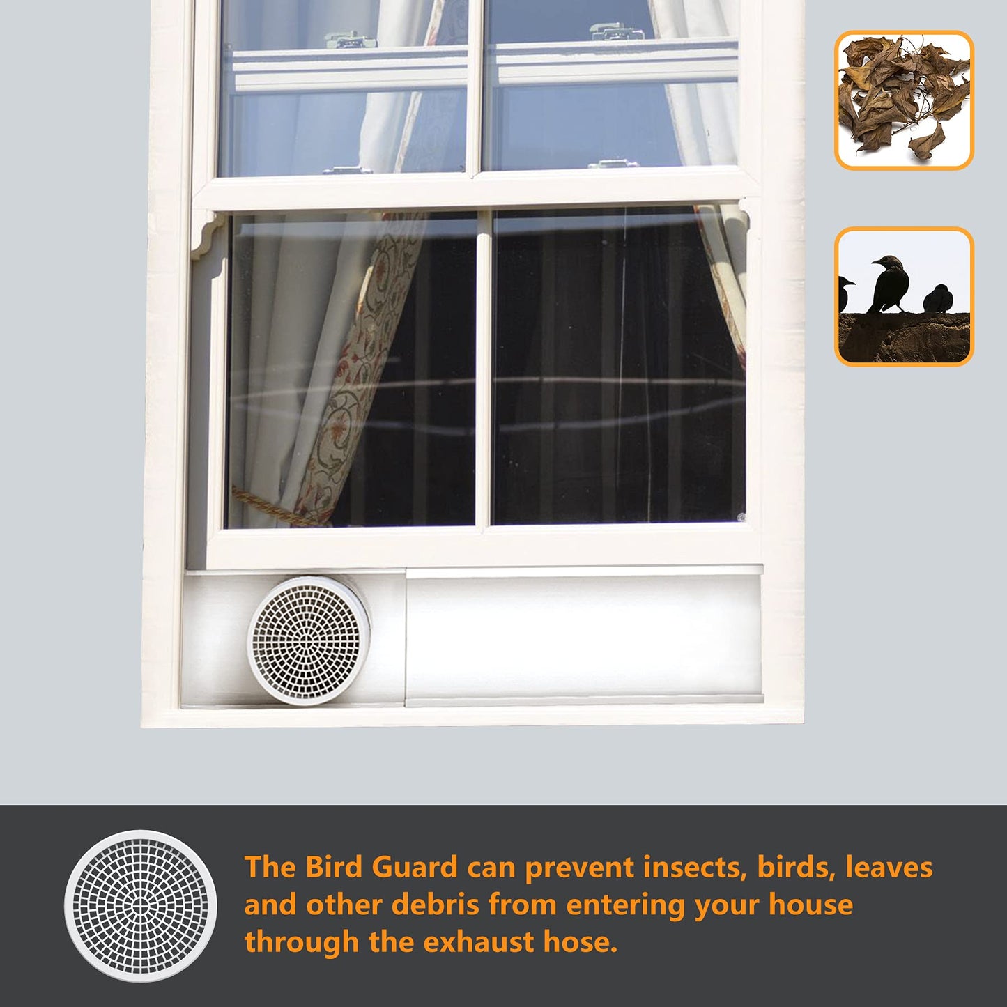 LBG Products Window Seal Plates Kit for Portable AC Units,Plastic Air Conditioner Vent Kit for Sliding Windows and Doors,Adjustable Length Panels for Mobile AC Exhaust Hose (5.9" Diameter)