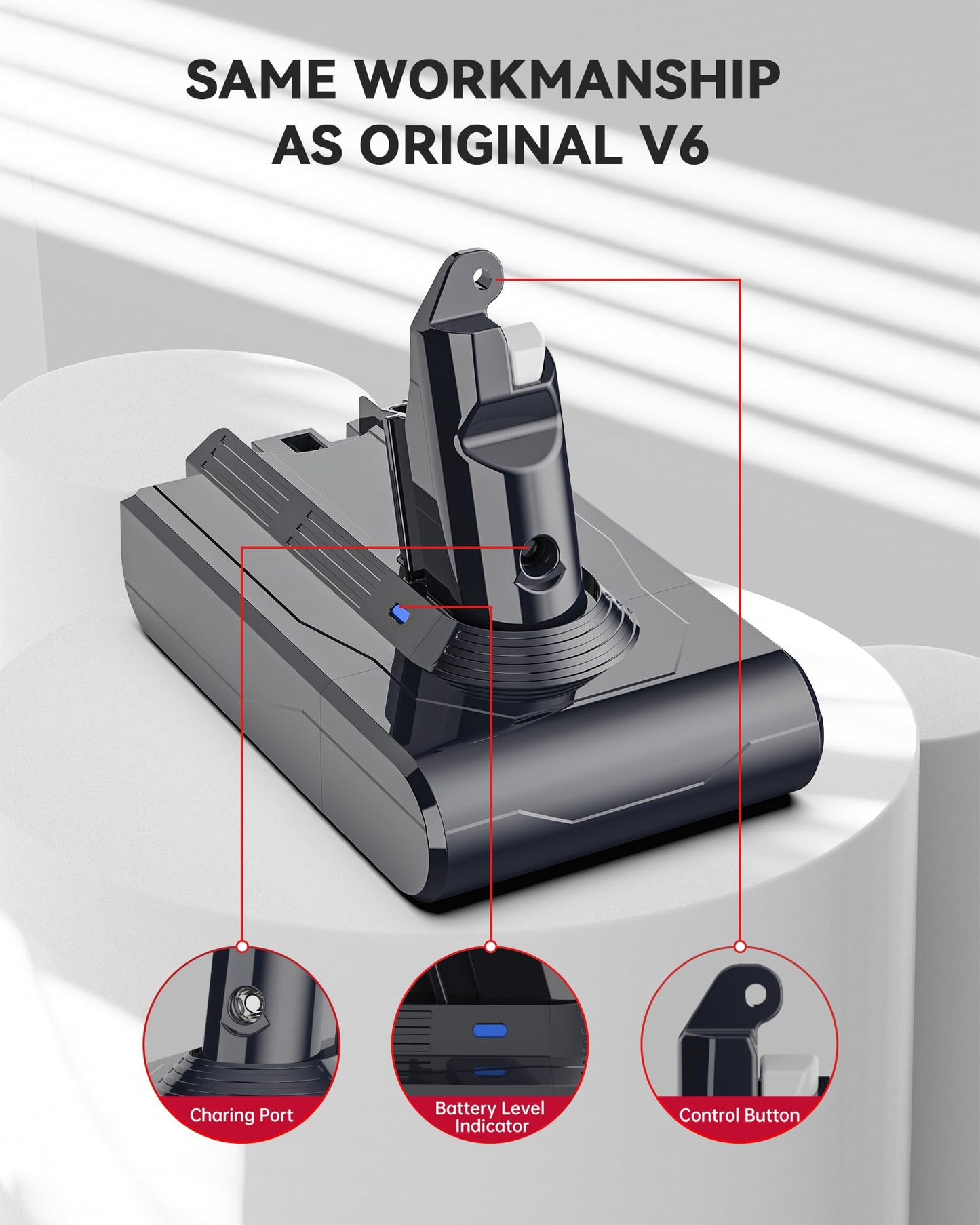 Battery Replacement for Dyson V6, 21.6V 8000mAh Li-ion Battery Compatible with V6 Animal V6 Absolute V6 Motorhead V6 Fluffy SV03 SV04 SV05 SV06 SV07 SV09 DC58 DC59 DC61 DC62 DC72 DC74 Vacuum Cleaner