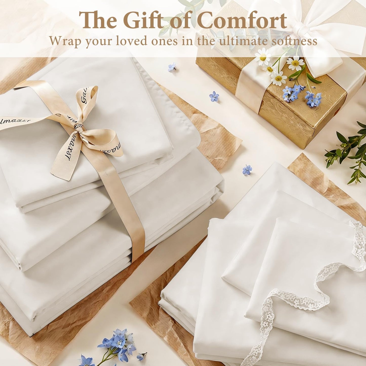 JOLLYVOGUE Queen Size Bed Sheet Set - 4 Piece Bed Sheets Set with Deep Pocket - Soft Breathable & Cooling - Resists Shrinkage & Fading Draps Queen - Easy Care (Beige)