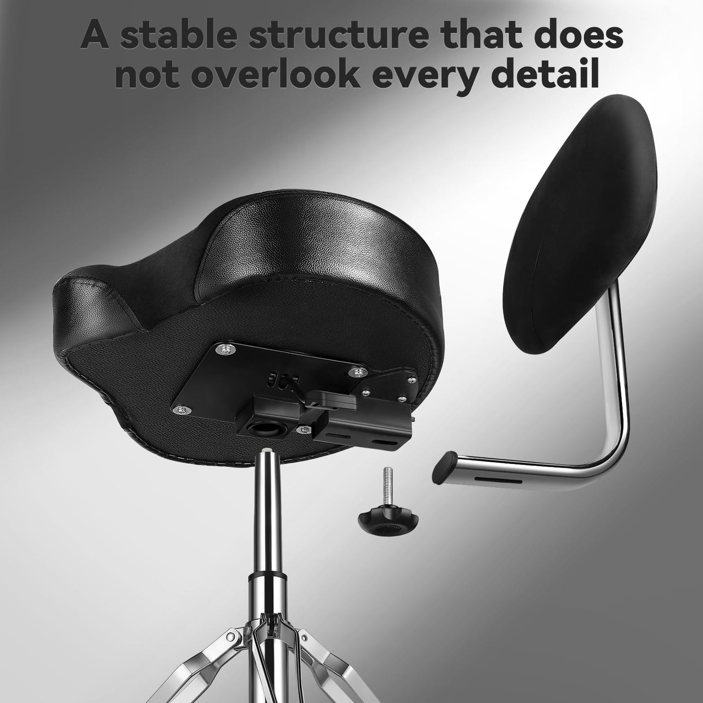 Drum Throne with Adjustable Height, Thick Padded Seat for Comfort, Heavy-Duty Steel Base & Non-Slip Feet – Perfect for Beginners, Professionals & Home Use