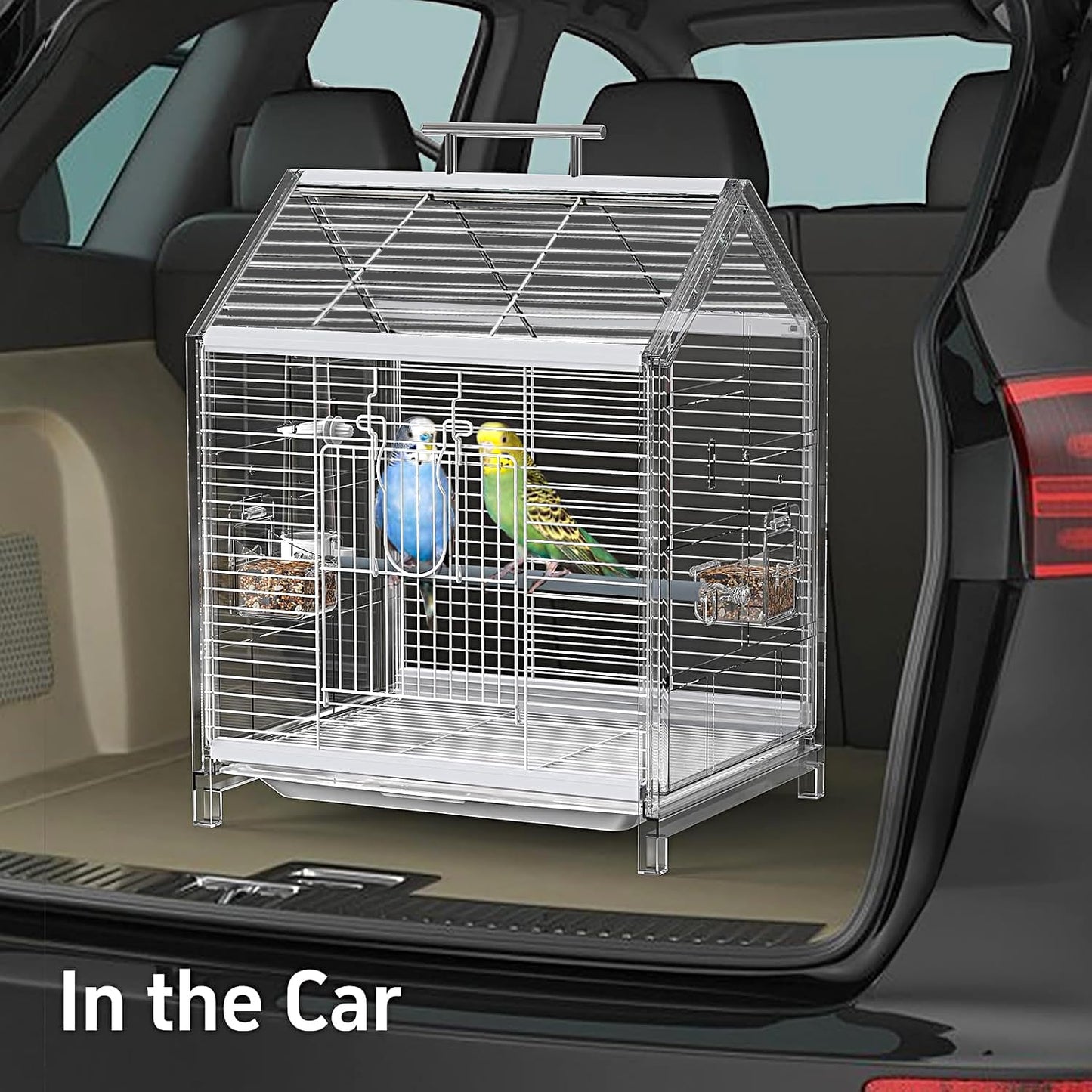 Small Bird Cage20.5 inch, Parrot Cage, Portable Bird Carrier, Travel Carrier Cage for Home, Outing, Pet Clinic, Temporary Placement, for Small Medium Birds(White)