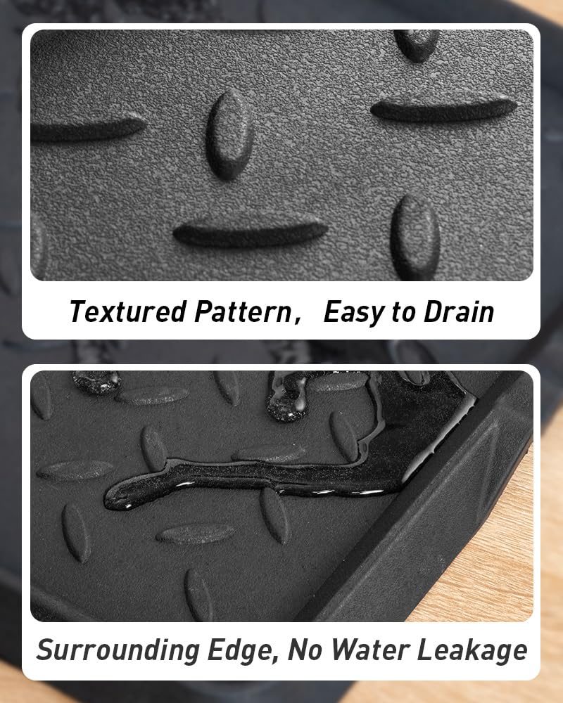 MontVoo-Boot Tray Mat Shoe Tray Extra Large 40x120cm Shoe Mat 100% Rubber Easy Clean Waterproof Shoe Drip Tray for Entryway-Black Twill Pattern