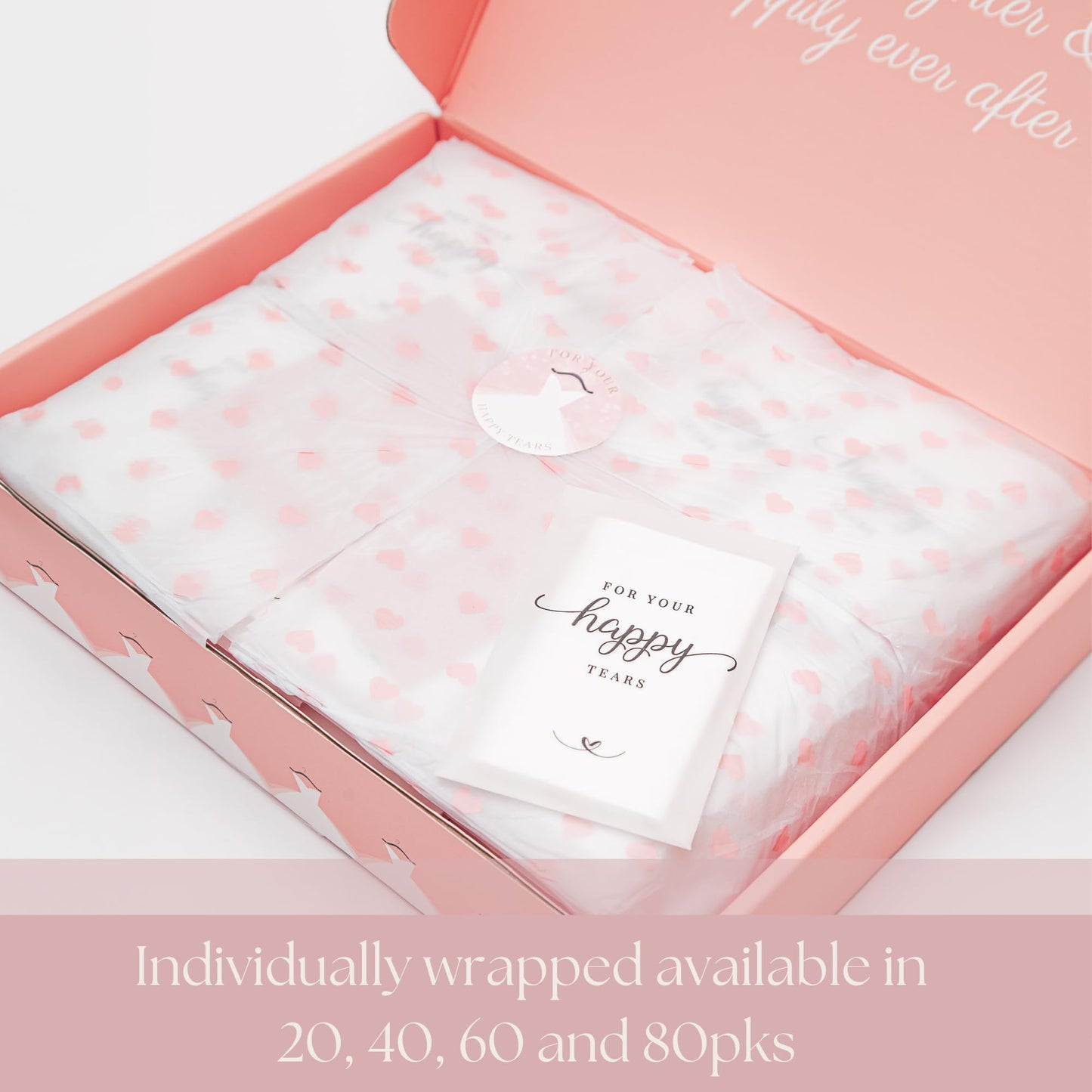 PureRejuva Wedding Tissues Packs - Set of 40 - For Your Happy Tears - Frosted-Paper - Bulk Individual Tissue Packs & Items for Wedding Welcome Bags