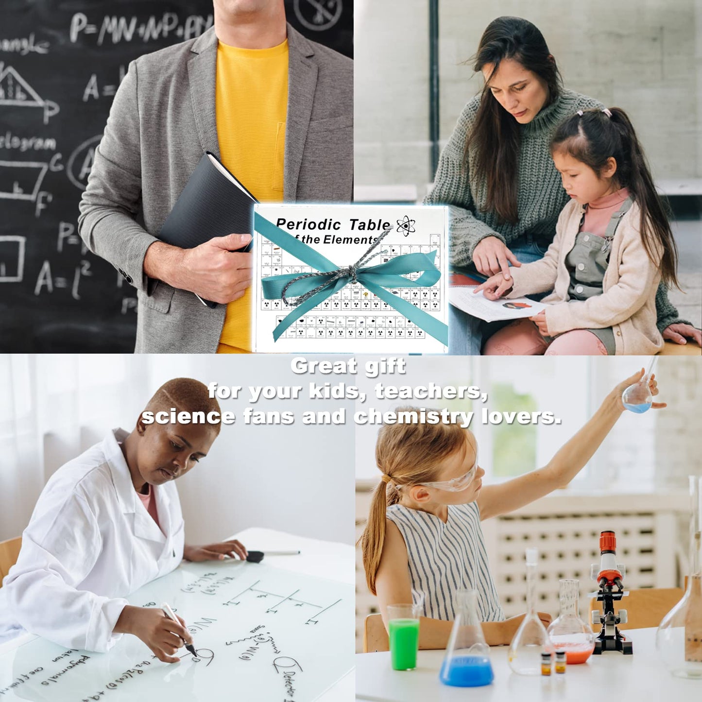Large Periodic Table with Real Elements Inside, Acrylic Periodic Table with Flannel Bag, Chemistry Gifts for Kids Adults Teacher(8.3" x 5.5")