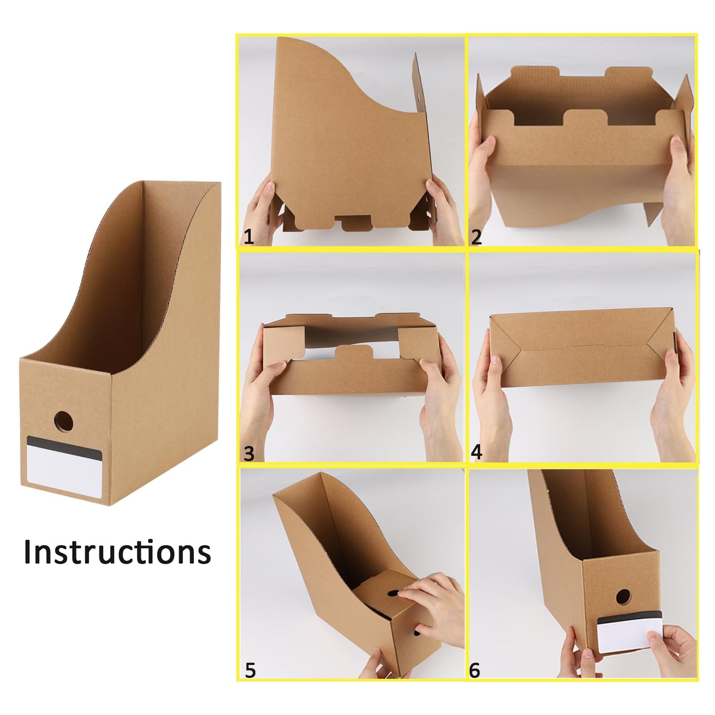 suituts 24 Pack Cardboard Magazine File Holder Organizer, Foldable Magazine Storage Box Holder Document Rack Corrugated Magazine Holder for Home Office School (10.12 x 3.78 x 10.43 in, Brown)