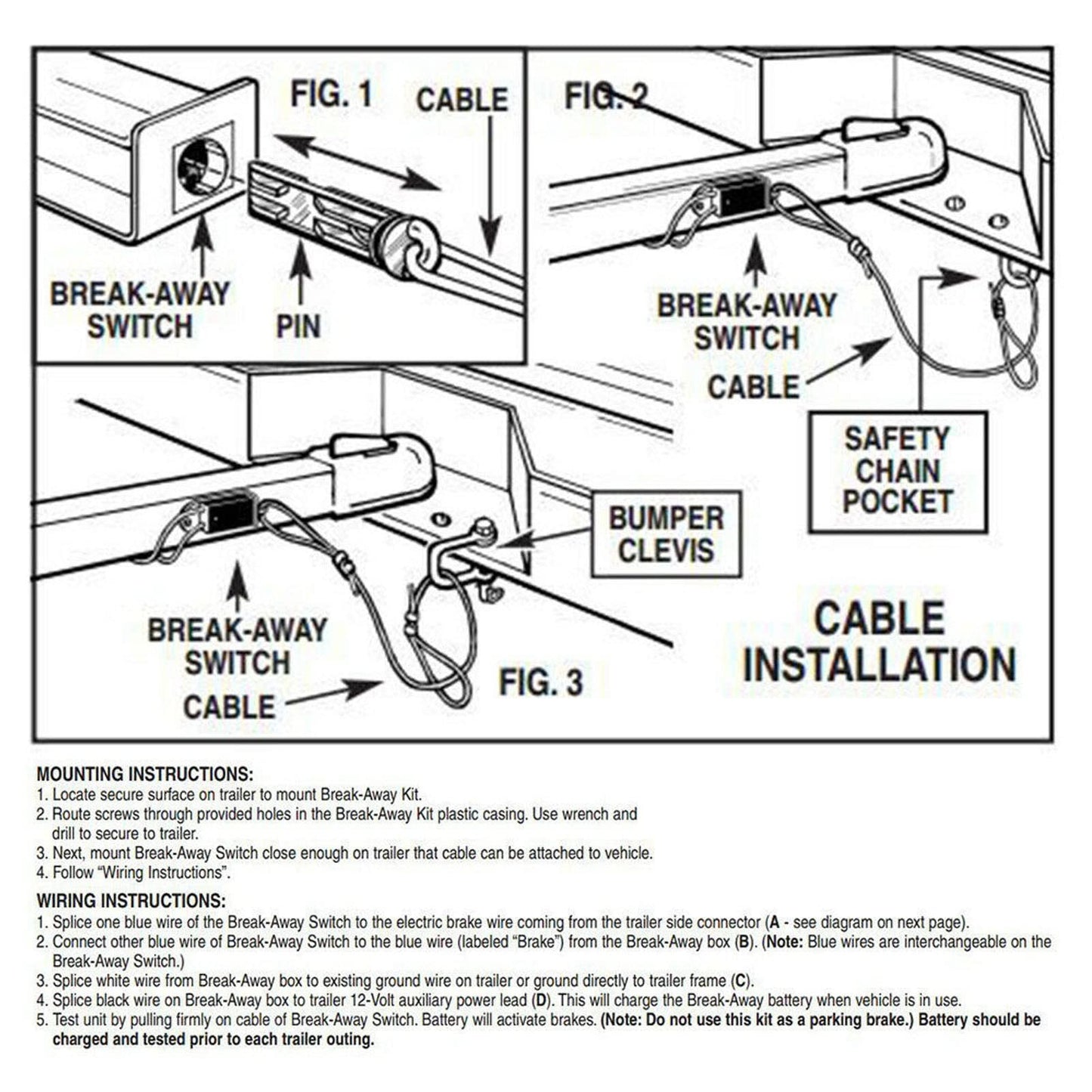 Trailer Break Away Kit, Trailer Brakes Breakaway Kit 12V LED Test Break Away System Universal for Vehicle