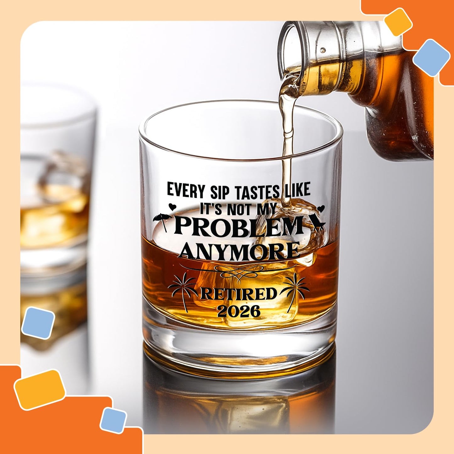 NewEleven Retirement Gifts for Men 2026 - Coworker Leaving, Goodbye Gift, Farewell Gifts for Coworkers, Friends, Dad, Grandpa - Retirement Gift for Men from Friend, Family, Colleague - Whiskey Glass