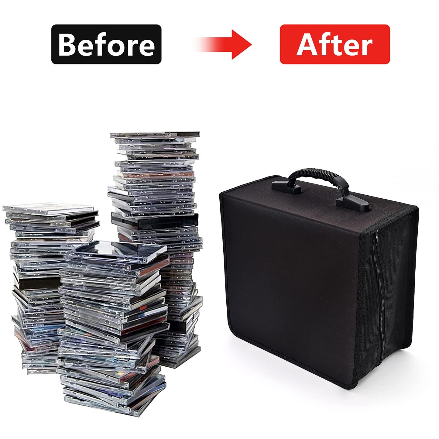 alavisxf xx CD Case, 432 Capacity DVD Case Holder, Heavy Duty Zipper Protective Movie Media Storage Organizer Binder Wallet for Car Home Office Travel (432 Capacity, Black)