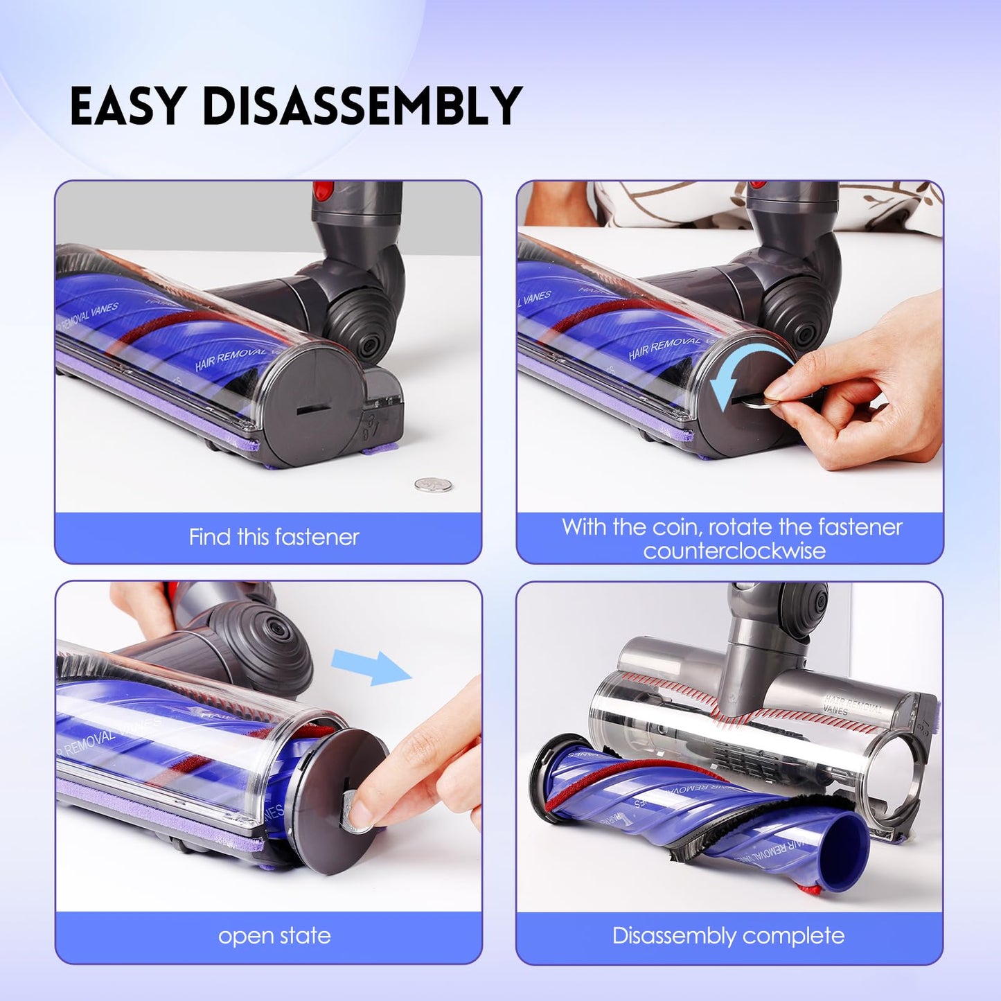 Upgrade Anti-Tangle Replacement Vacuum Head Compatible with Dyson V7,V8, Cyclone V10,V11,V15 Cordless Vacuum Cleaners, Suitable for Carpets,Rugs,Hardwood Floor