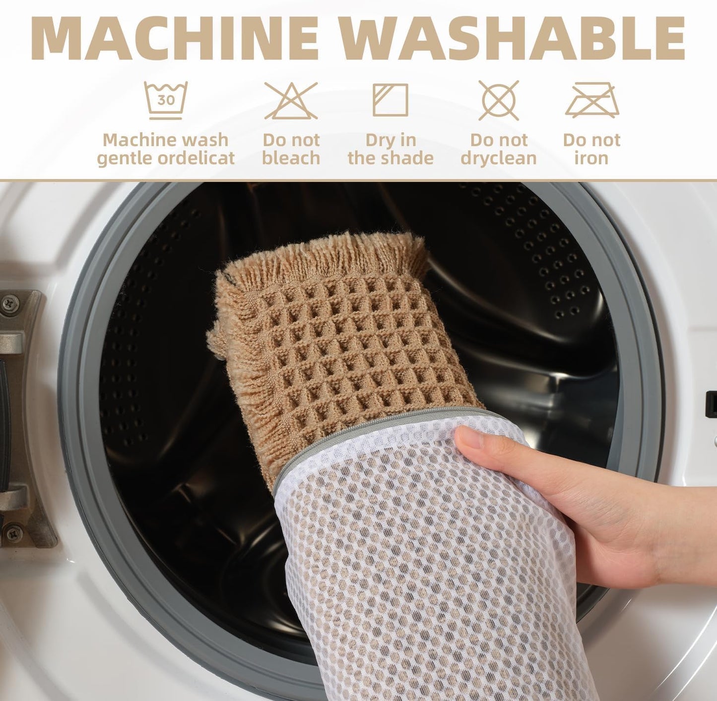 Rvolst Bath Mat Rug for Bathroom Waffle Woven Bathroom Mat Super Absorbent Machine Washable Non Slip Farmhouse Boho Bathroom Rug 61x92cm Brown