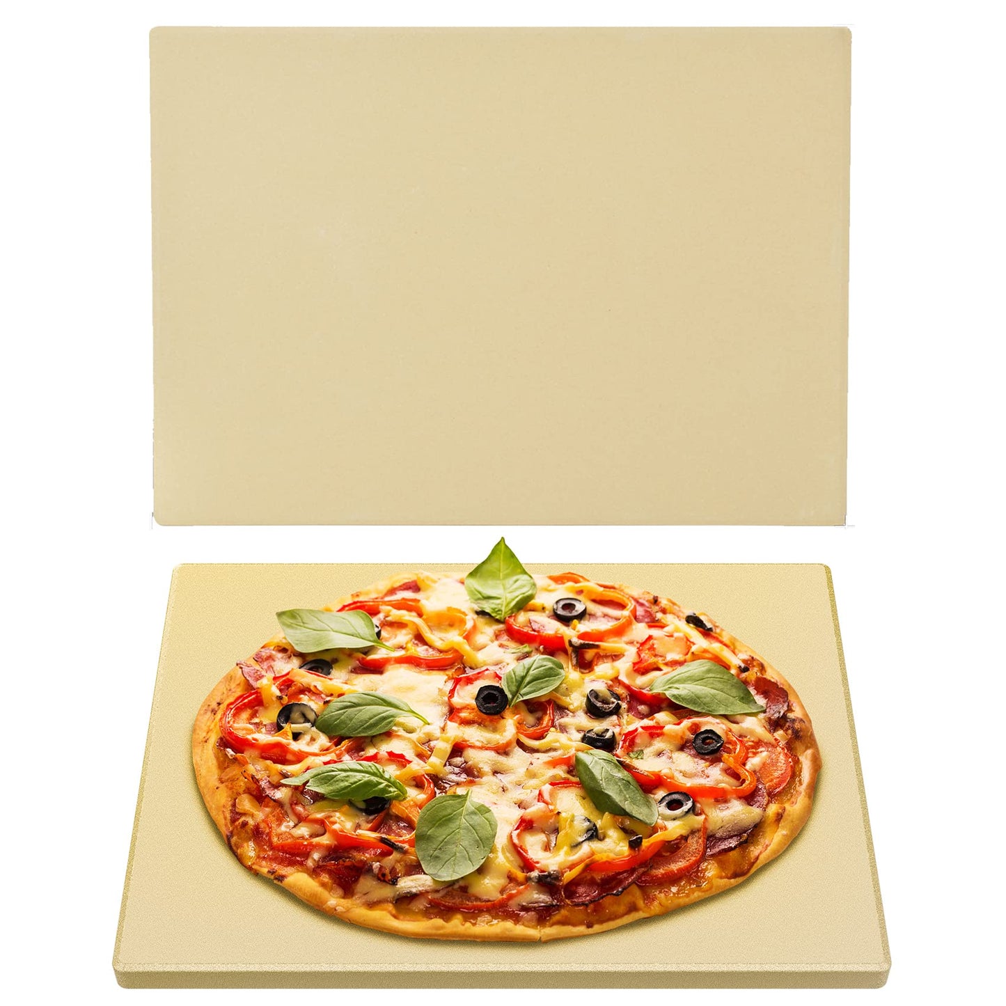 Onlyfire 15x12 Inch Pizza Stone – Heavy Duty Cordierite Baking Stone for Oven & Grill, Thermal Shock Resistant, Extra Large Pizza Stone for Perfect Crispy Crust Pizza, Bread, and Pastries
