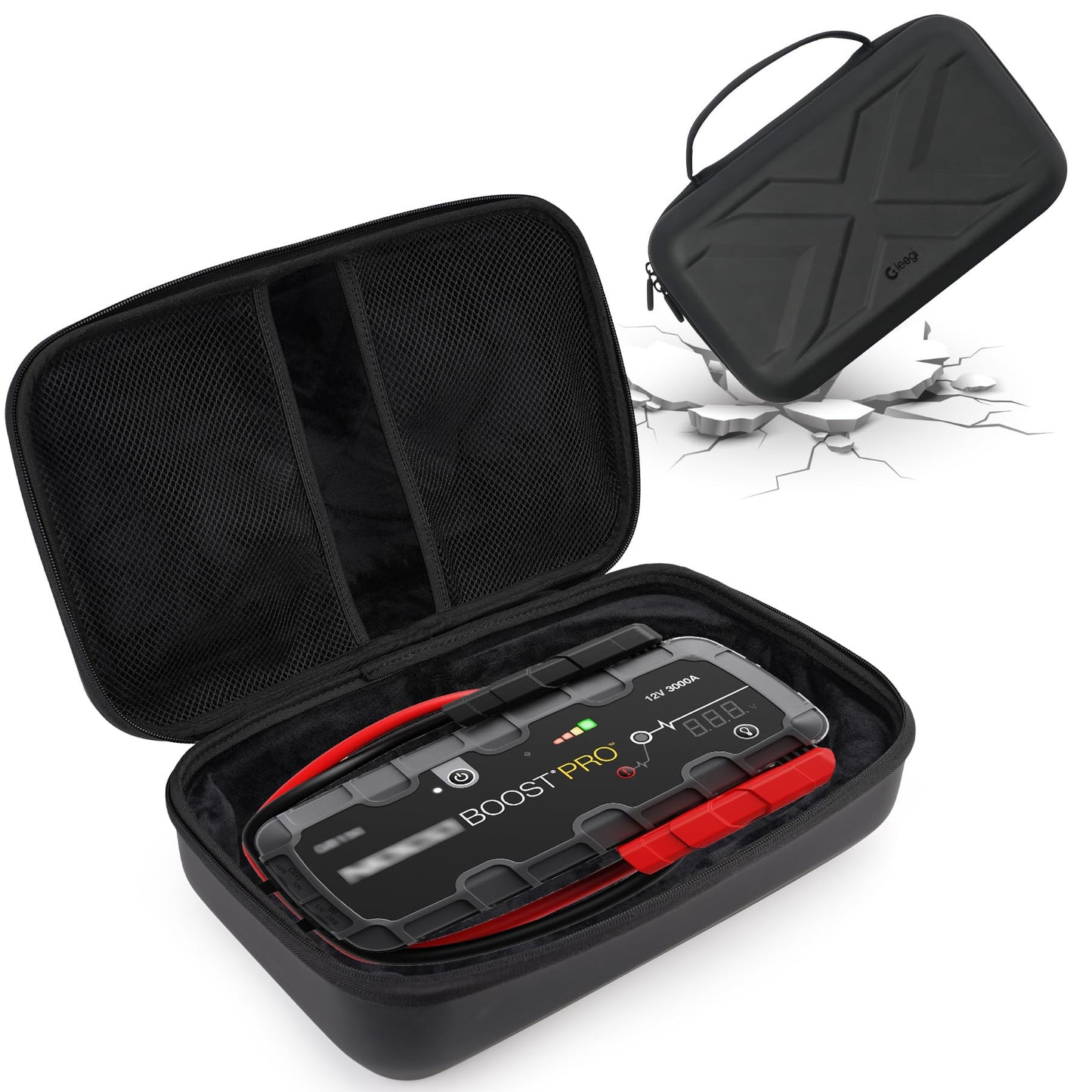 Gleegi EVA Protection Case Compatible with NOCO Boost X GBX155: 4250A/Boost GB150: 3000A UltraSafe Jump Starter, Portable Carrying Case for Car Battery Booster(CASE ONLY)