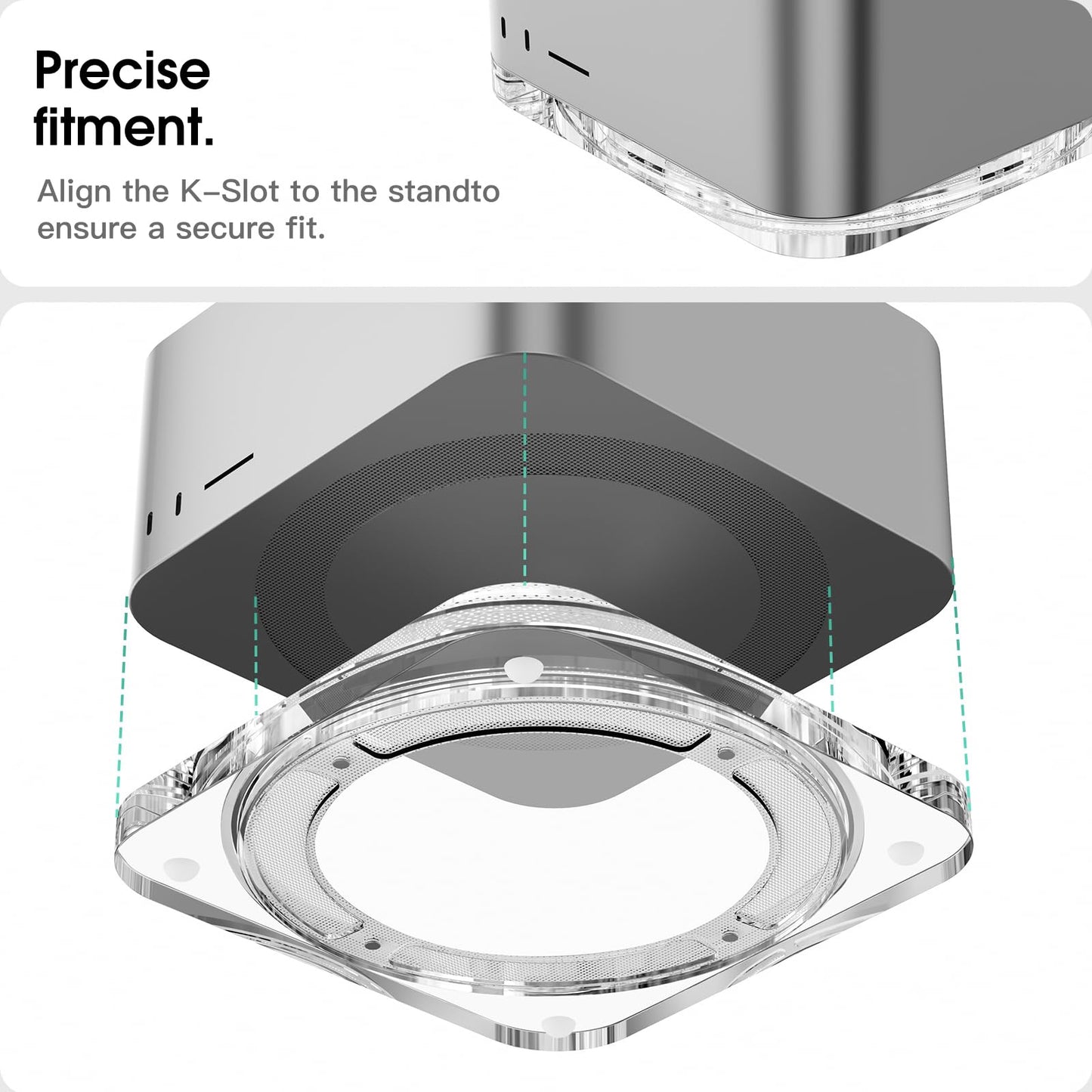 HEWYIOS Transparent Acrylic mac Studio Stand, Built in Detachable air Filter Suitable for Mac Studio M2 Max, M2 Ultra, M1 Max, M1 Ultra Accessories，Cooling Desktop Bracket Mount