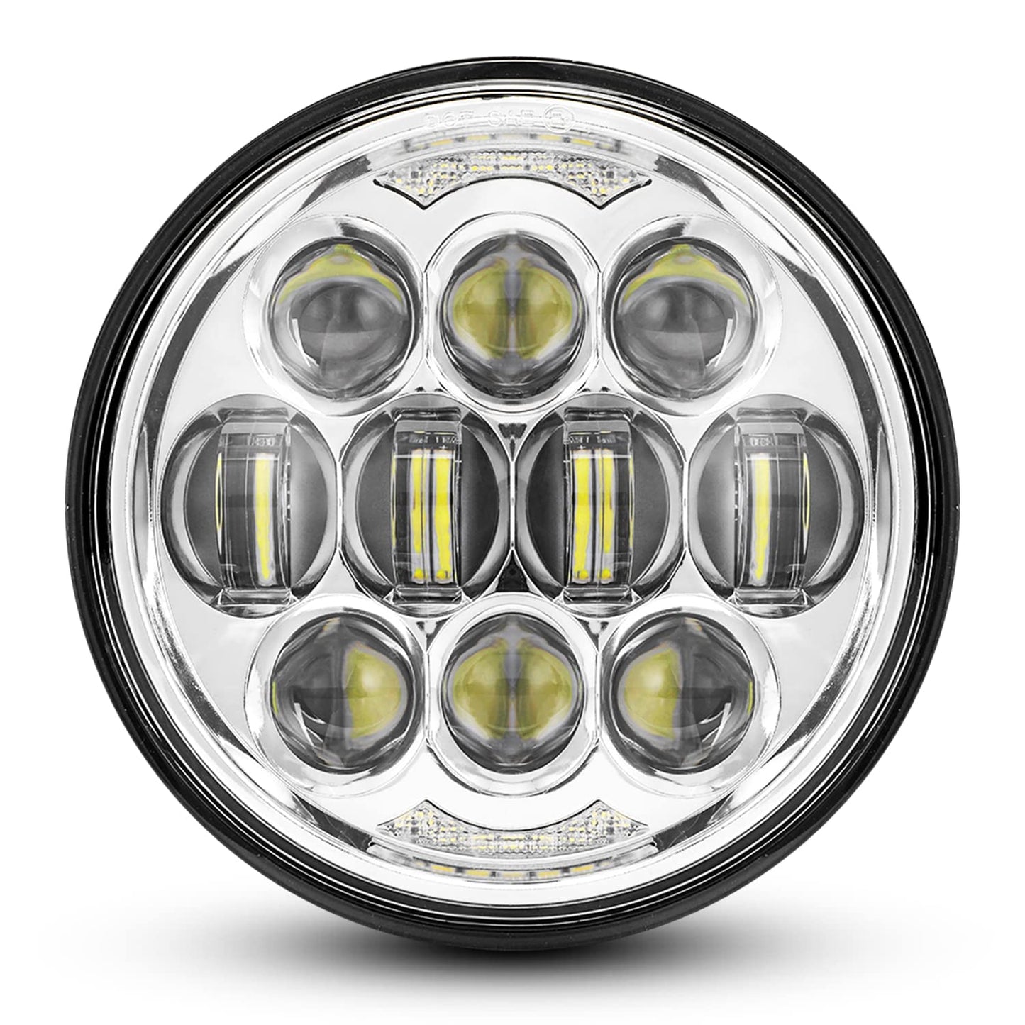 DOT Approved 80W 5-3/4" 5.75" Round LED Projection Headlight Compatible with Dyna Street Bob Super Wide Glide Low Rider Night Rod Train Softail Deuce Custom Sportster Iron 883,Chrome