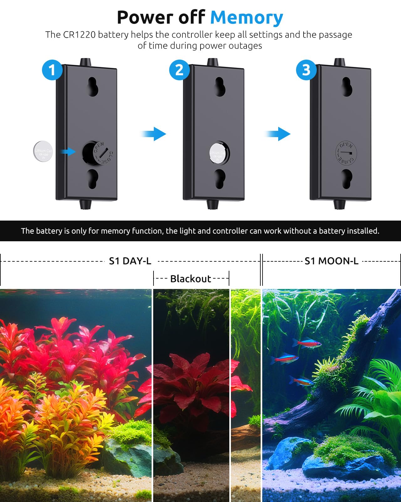 SEAOURA Aquarium Plant Light with Temperature Detector, 45-60cm Full Spectrum Fish Tank Lights, 24/7 Programmable with Power Off Memory, WRGB Custom, 20 Level Dimmable for Freshwater Aquariums
