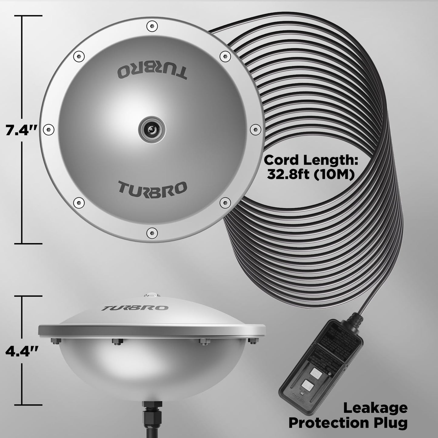 TURBRO Pond De-icer, Floating Pond Heater with 32.8 ft. UL Approved Cord, Full Stainless Steel Casing, Leakage Protection Plug, for Outdoor Ponds with Fish, FCC-Certified, 400 Watts, PD400A, Sliver