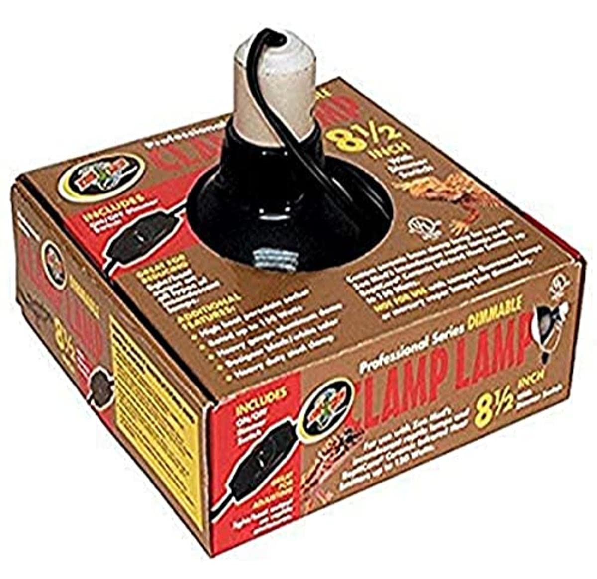 Zoo Med Deluxe Dimmable Clamp Lamp with 8.5" Dome, Black
