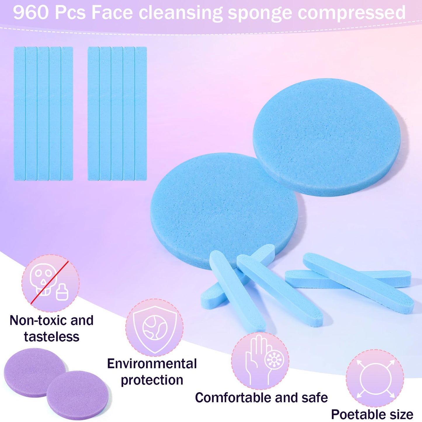 Mifoci 960 Pieces Compressed Facial Sponges for Estheticians, Makeup Removal Sponge Pads for Women Spa Exfoliating Face Wash, 8 Colors