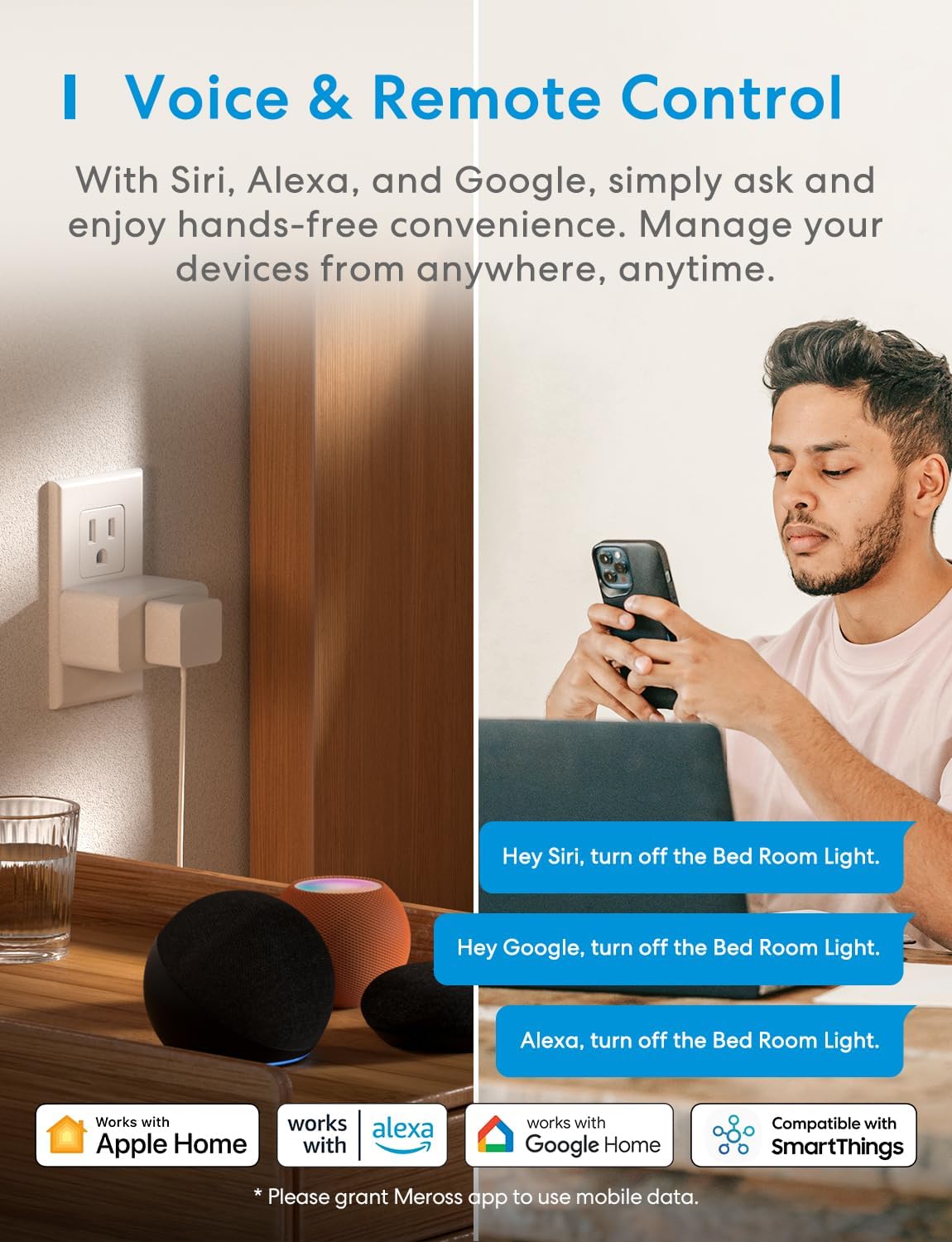 meross Smart Plug, 15A & Reliable WiFi Outlet Works with Alexa, Google Home, Apple HomeKit and SmartThings, Voice & Remote Control, Timer Function, No Hub Needed, 2 Pack