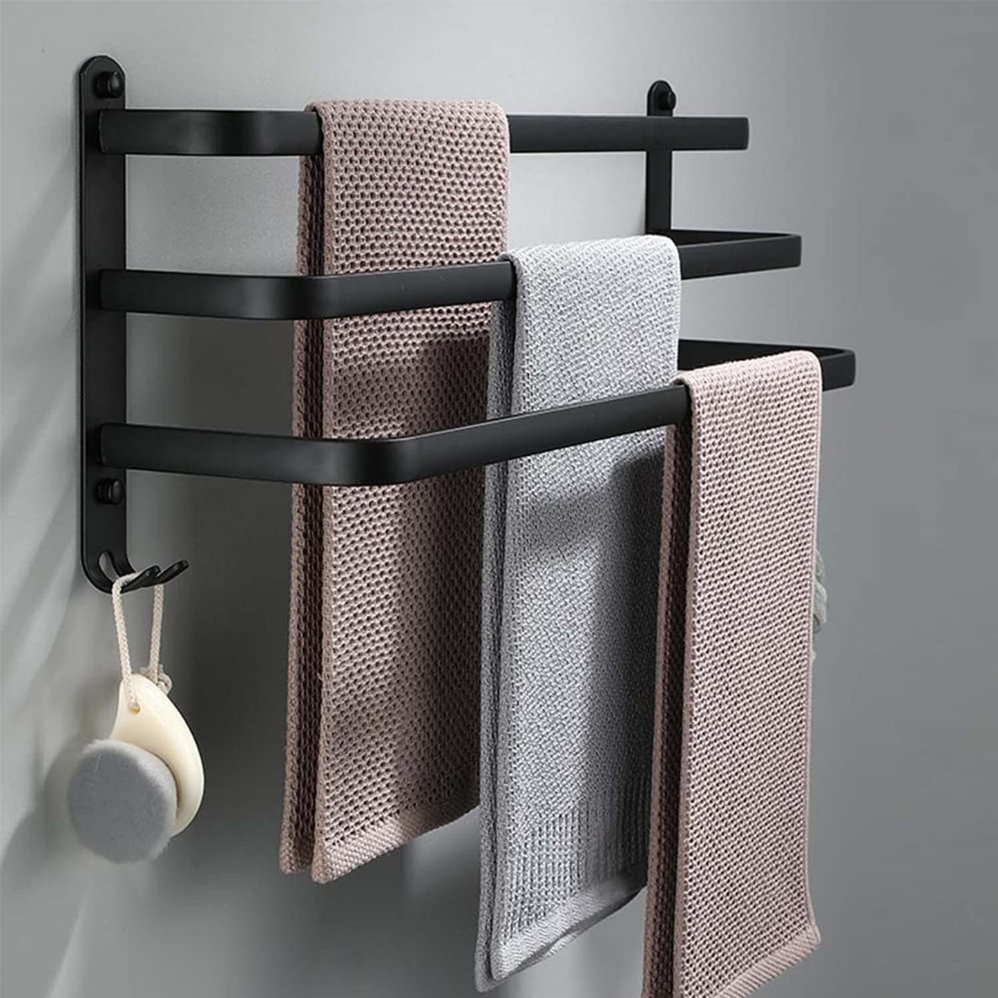 60CM Towel Bar Towel Rack Bathroom, Bathroom Accessories Set, 60cm Bathroom Towel Holder, Bathroom Black Towel Bar Hand Towel Holder Bathroom Towel Rack Wall Mount
