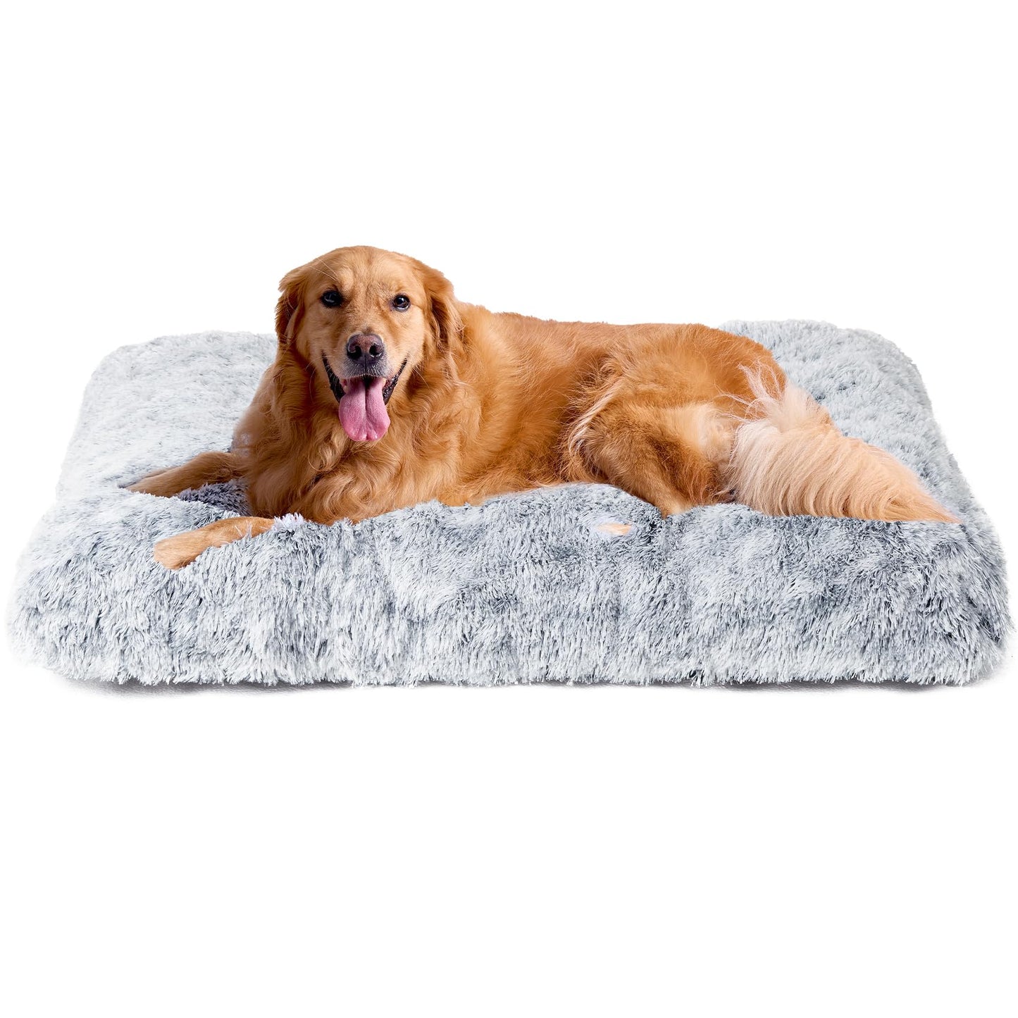 EHEYCIGA Calming Dog Crate Bed XL Extra Large, Washable Anti Anxiety Dog Pet Bed, Fluffy Dog Pillow Mat with Anti-Slip Bottom, Grey, 41.3"x27.5"x3.5"
