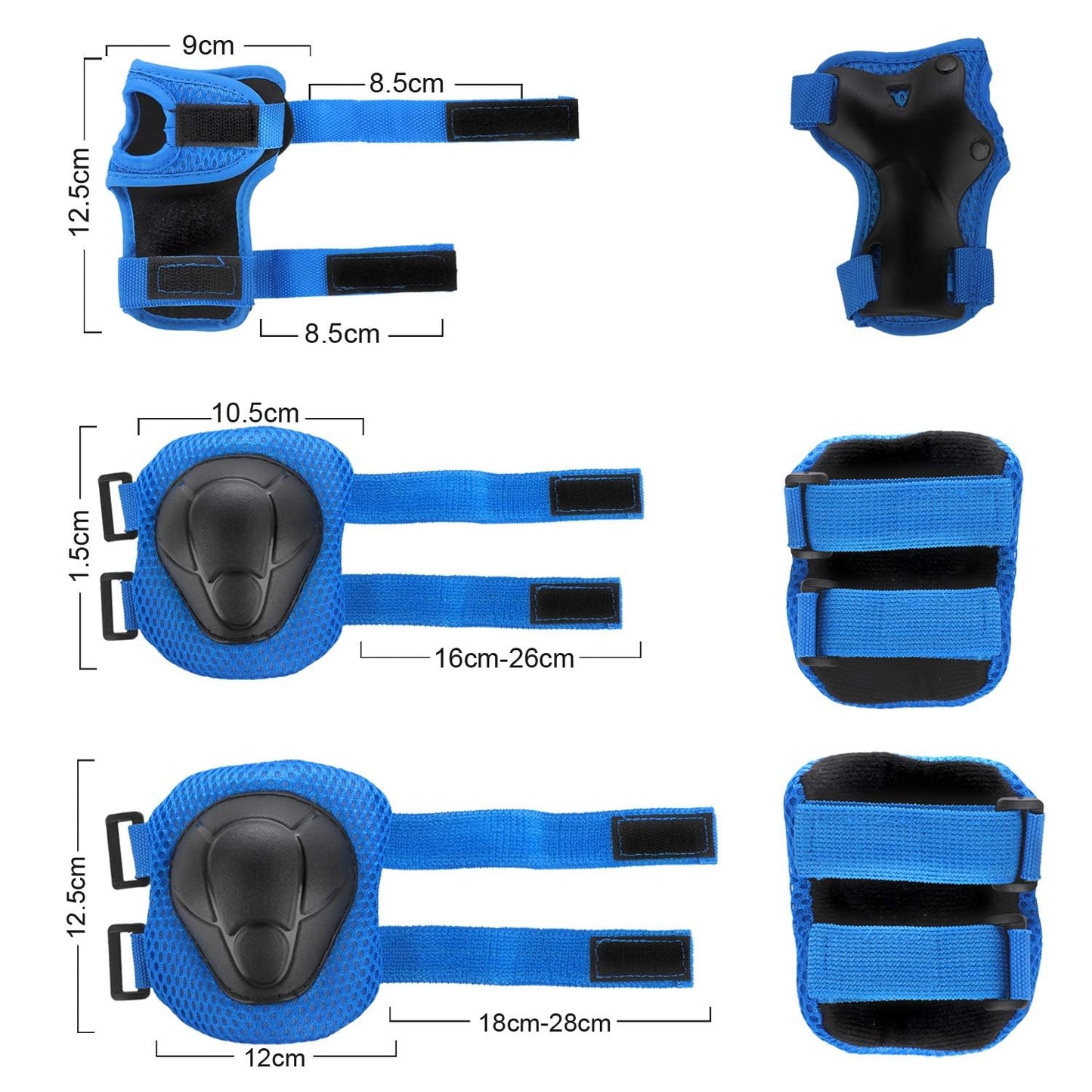 Helmet Pad Set, Kids Bike Helmet Set Skateboard Knee Pads, Protective Gear Set Adjustable for Girls Kids 3-10 Years Old (Blue)
