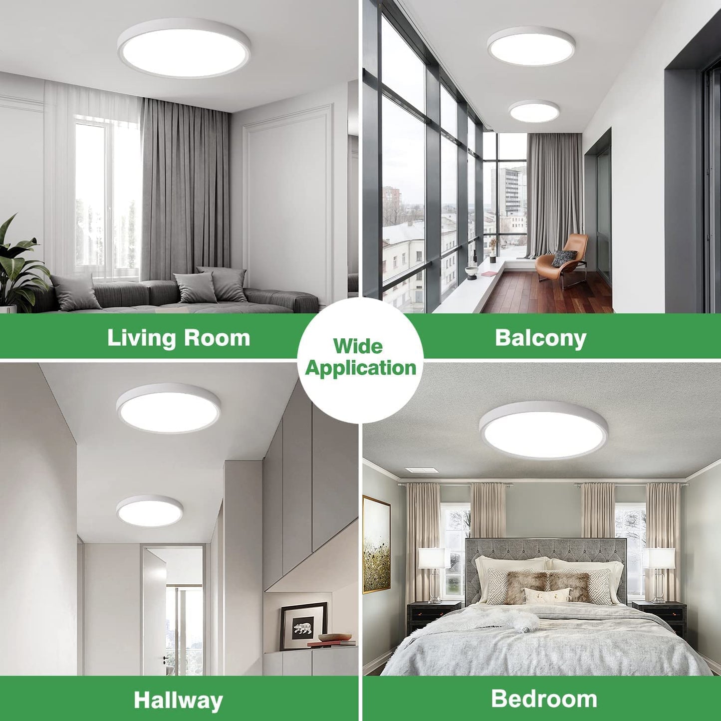 4PK 9 Inch White LED Flush Mount Ceiling Light, 18W, 1860LM, 3000K/4000K/6000K CCT Selectable, Round Flat Panel Light Low Profile Ceiling Light Fitures for Hallway, Kitchen, Bedroom, Laundry Room