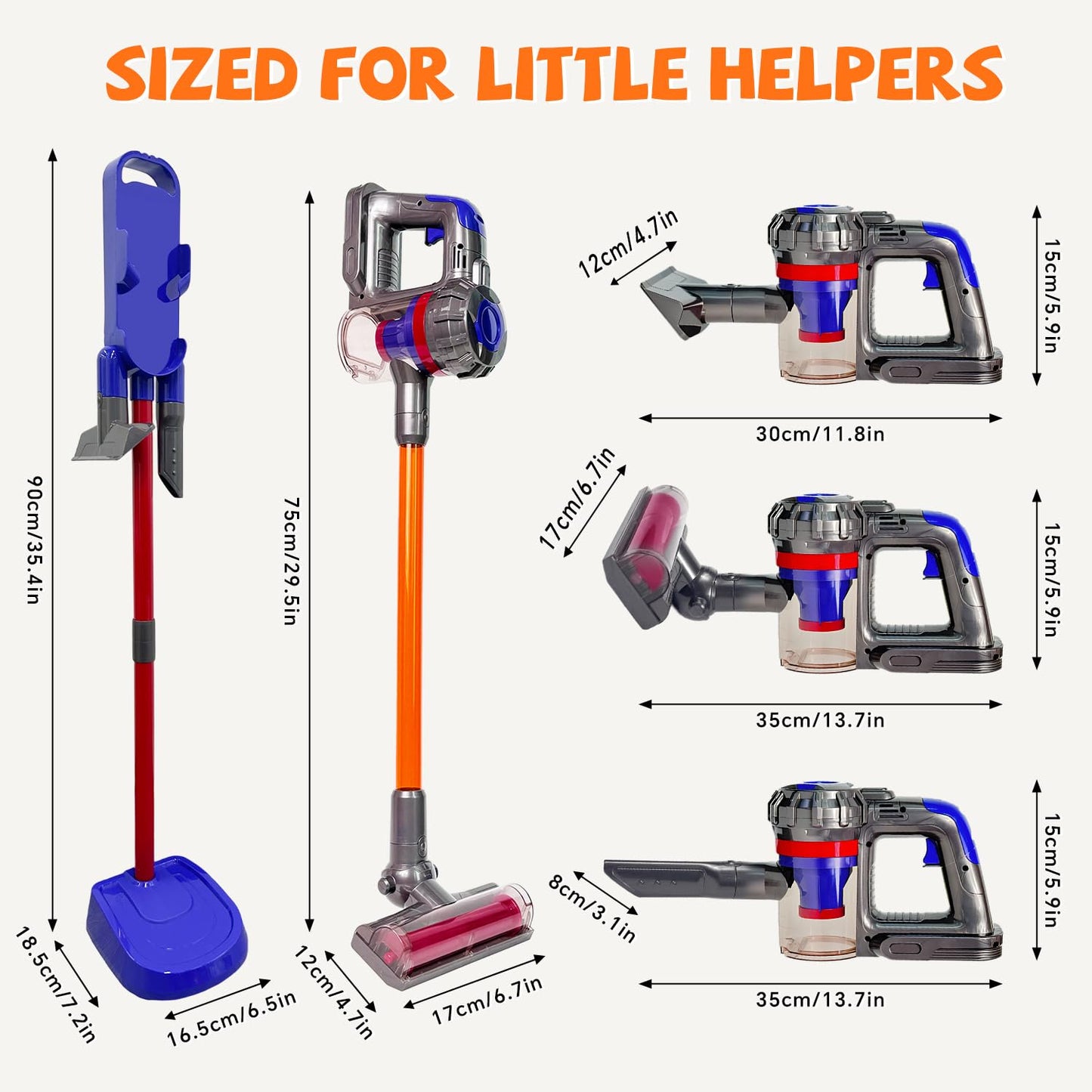 BAYMI 3-in-1 Kids Vacuum Cleaner That Works - Toddler Vacuum Cleaning Toy Set, Kids Working Play Vacuum Cleaner with Real Suction, Montessori Housekeeping Toy for Toddlers 3 4 5 6+