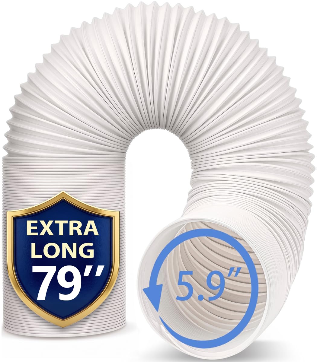 Air Conditioner Hose, Portable Exhaust Vent Hose with 5.9 Inch （6”） Diameter, Counterclockwise AC Hose Length to 80 Inch, Universal Replacement AC Vent Hose for LG and Many More Portable AC