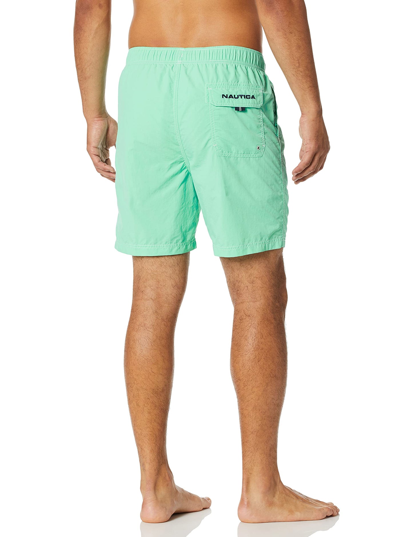 Nautica Men's Standard Solid Quick Dry Classic Logo Swim-Trunk, Mint Spring (Dark), Large