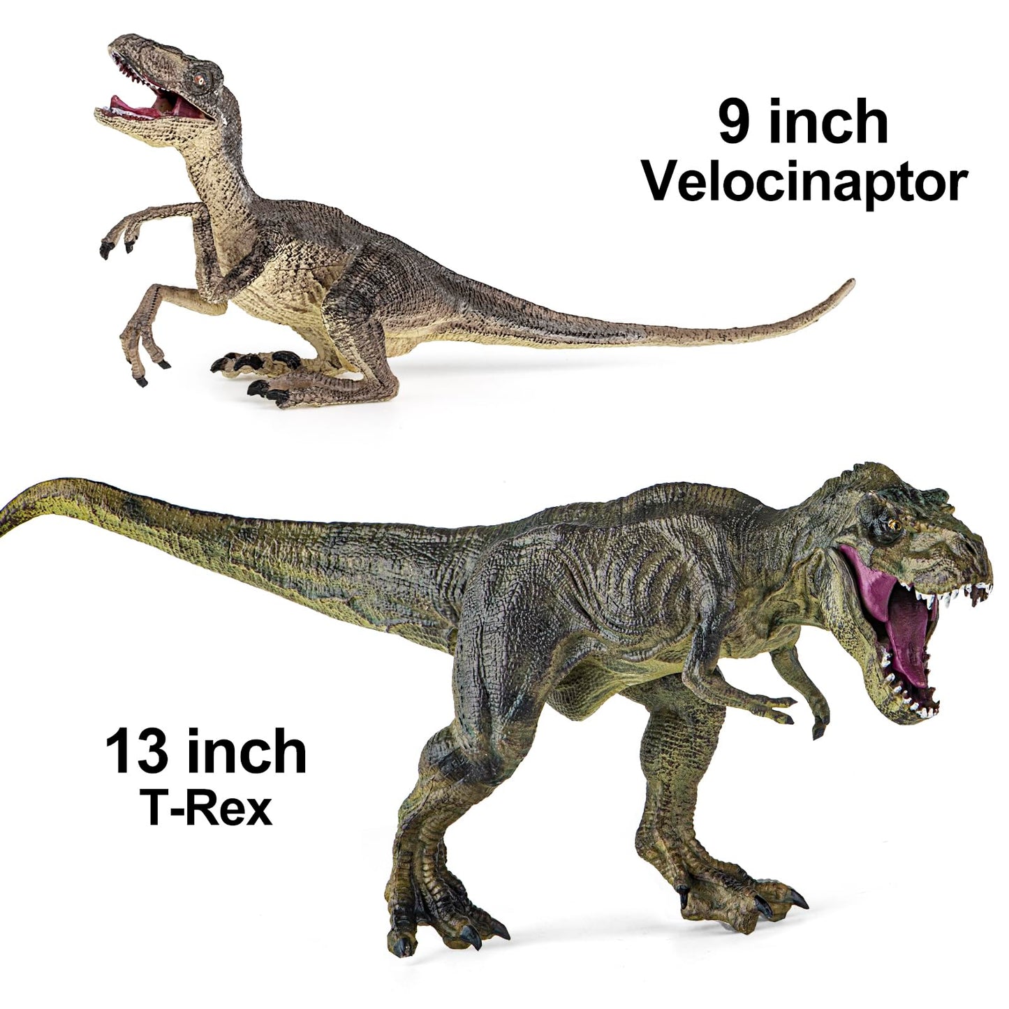 BOKABOKA 6 Pack Big Dinosaur Toys Set,Realistic-Looking Dino T-Rex Carnotaurus,Blue Velociraptor, Mosasaurus Toy for Boys Girls Children Kids Toddler 3-12 Years Old,Brithsay