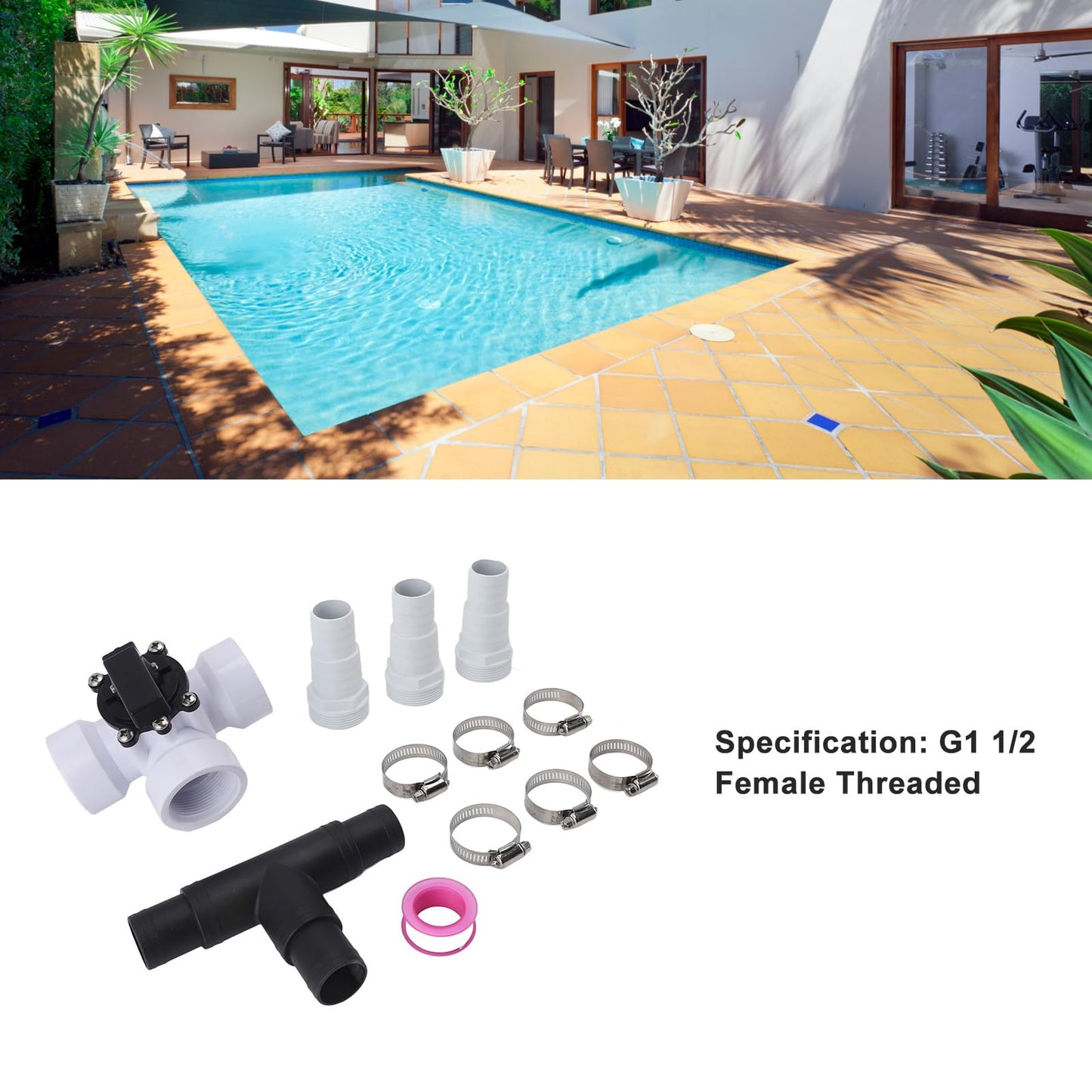 Haofy 3 Way Diverter Valve PVC G1 Threaded Easy Control, Adjustable Stop Feature for Pools Spas