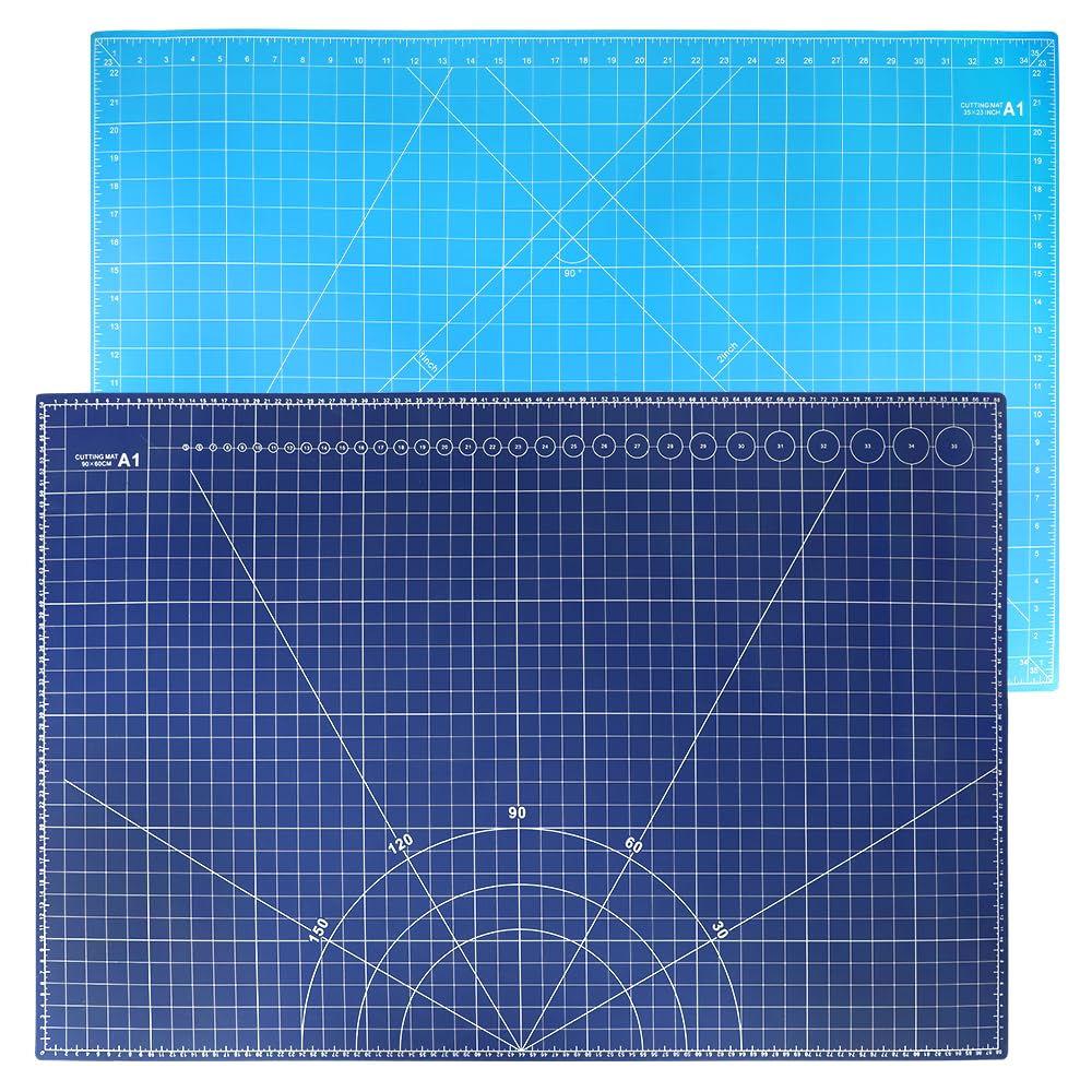 24 x 36 Inch A1 Size Self Healing Cutting Mat,Thickened 5 Layer PVC Construction Craft Mat,Double Sided Cut Mats Non-Slip Perfet for Craft, Fabri, Quilting, Sewing (Blue)