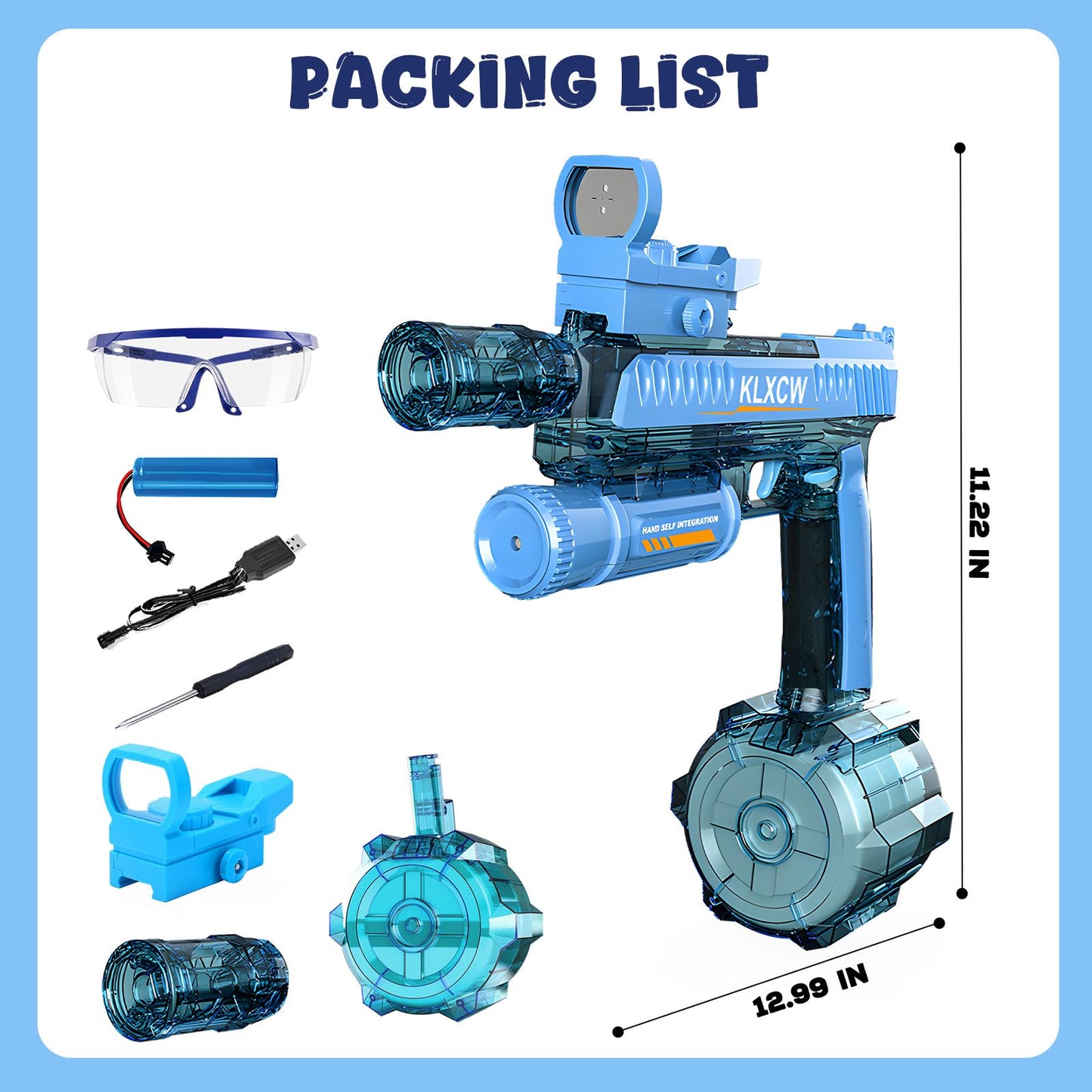 Skirfy Electric Water Gun with 750 CC for Kids Adults, Water Pistol High Powered IP67 Waterproof Up to 32FT,Ideal for Outdoor Swimming Pool Beach Games-Blue